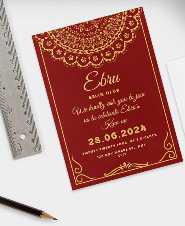 Red and Gold Henna Night Invitation: Elegant Turkish Design (Digital Download) - image 5