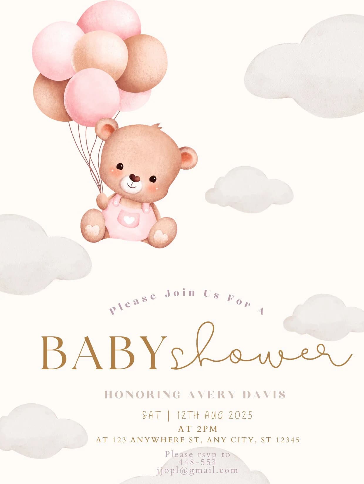 Pink Arch Baby Shower Invitation: Editable Canva Template (Digital Download) - image 2