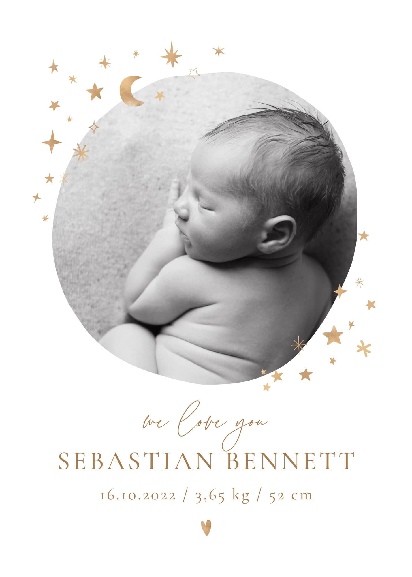 Editable Digital Download Gold White Welcome Baby Birth Announcement - image 5