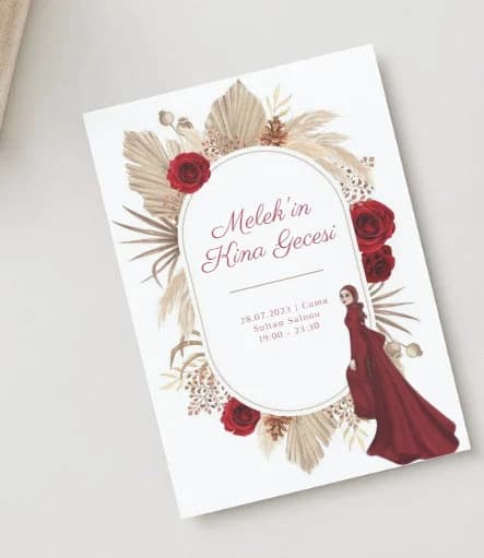 Floral Henna Night Invitation: Turkish Kina Gecesi, Editable (Digital Download)