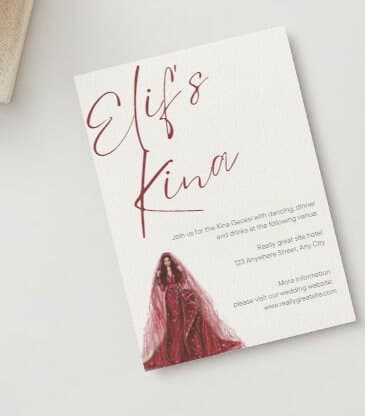 Editable Digital Download Elif's Kina Gecesi Red and Cream Elegant Invitation Template