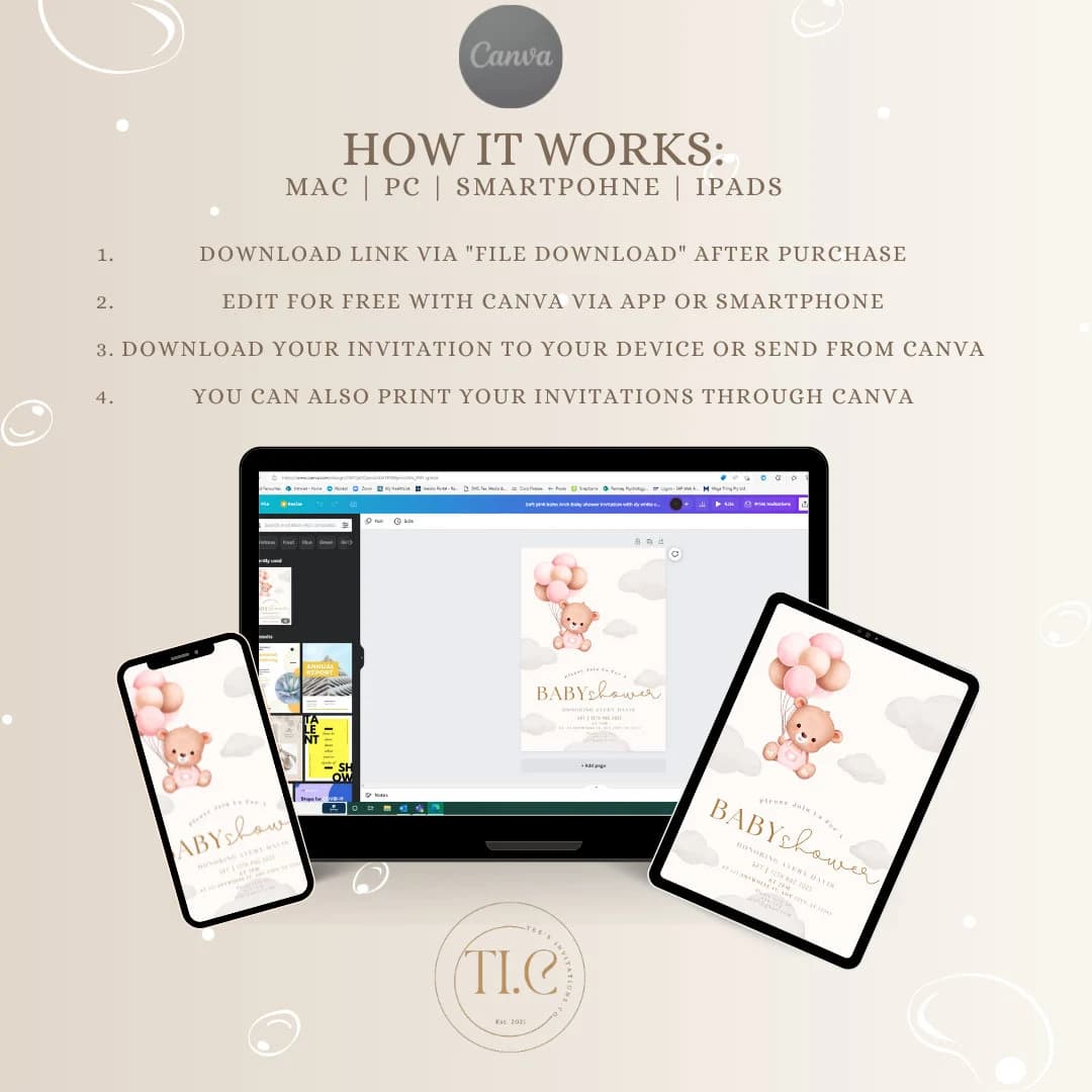 Pink Arch Baby Shower Invitation: Editable Canva Template (Digital Download) - image 5
