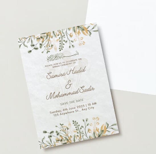 Editable Nikkah Wedding Invitation Template: Islamic Greenery (Canva Download) - image 3