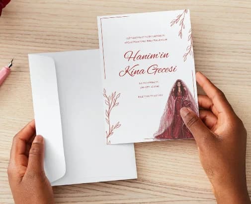 Red & White Kina Gecesi Invitation: Minimalist Turkish Henna (Digital Download) - image 3