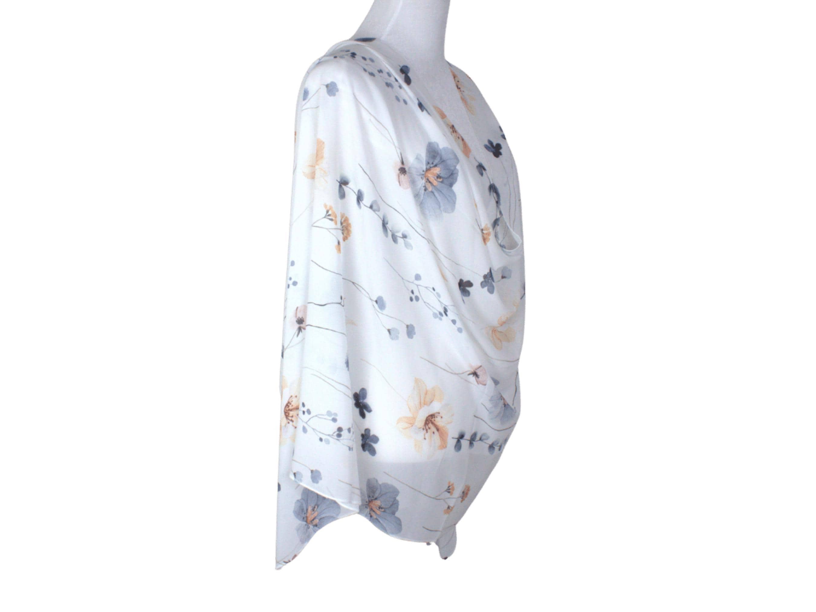 Blue Floral Chiffon Hijab, Soft Everyday Headscarf - image 5