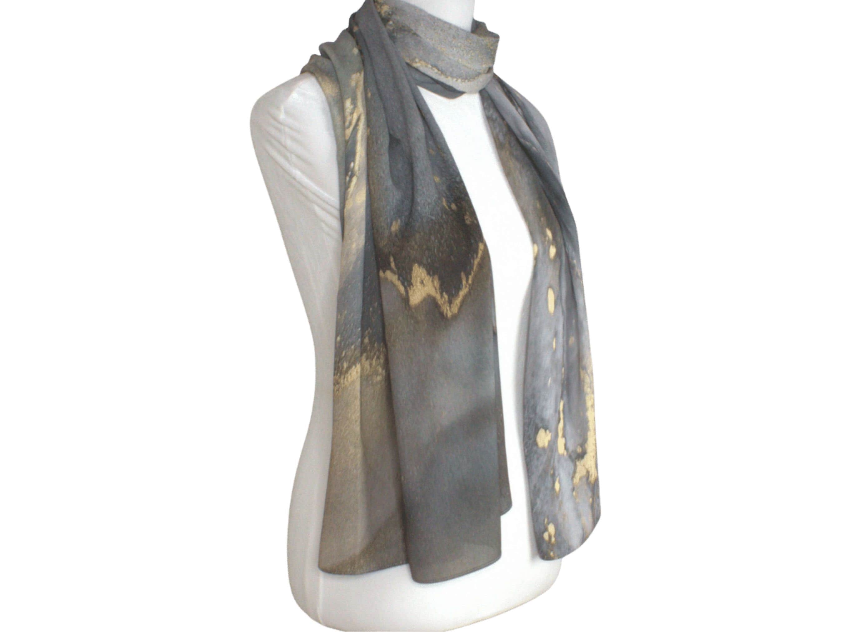 Fancy golden silver printed hijab, designer scarf crep chiffon hijab