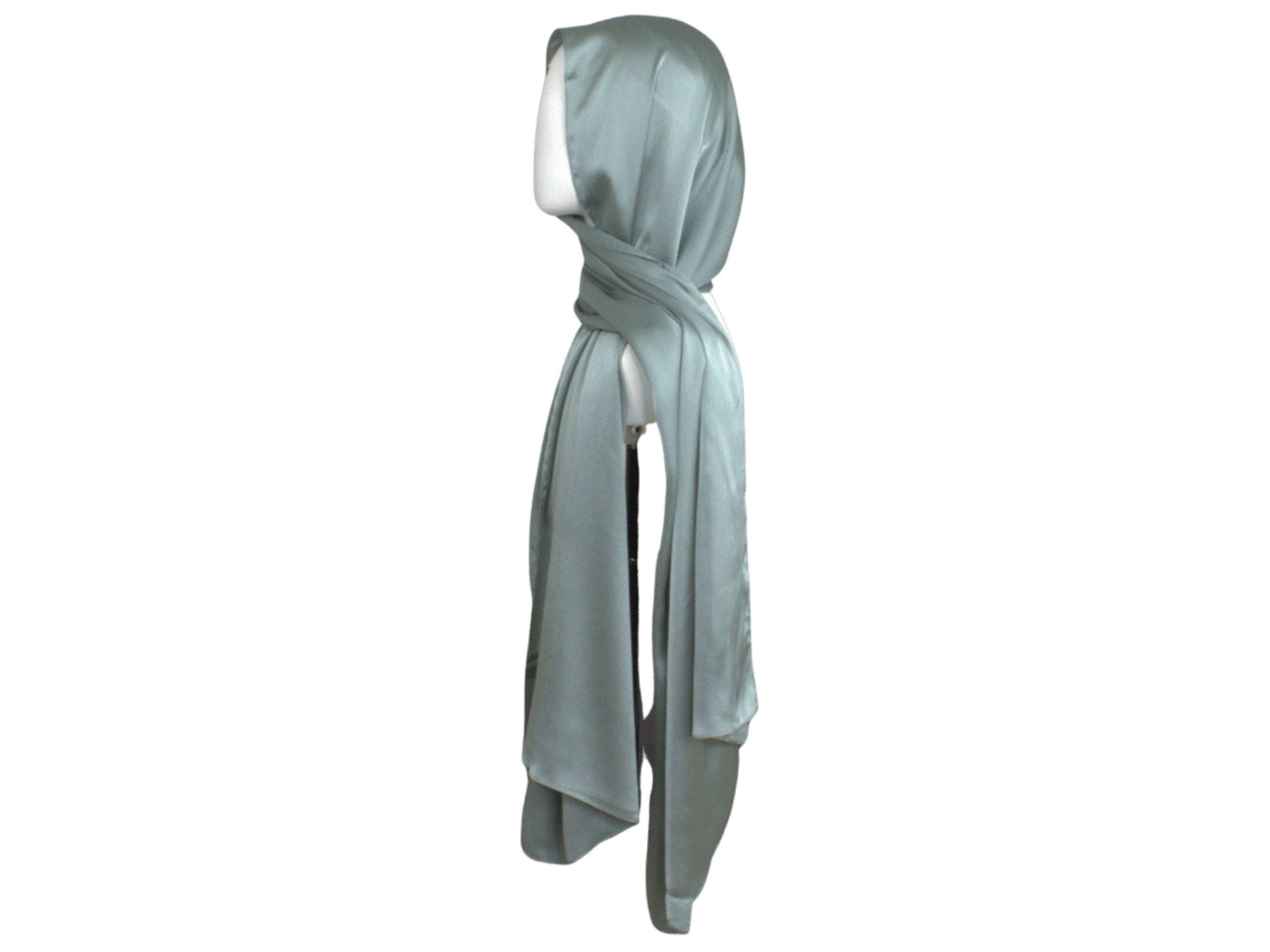 Green eucalyptus hijab for formal occasions | eucalytpus satin crinkle hijab scarf for parties | Lina Zibdeh