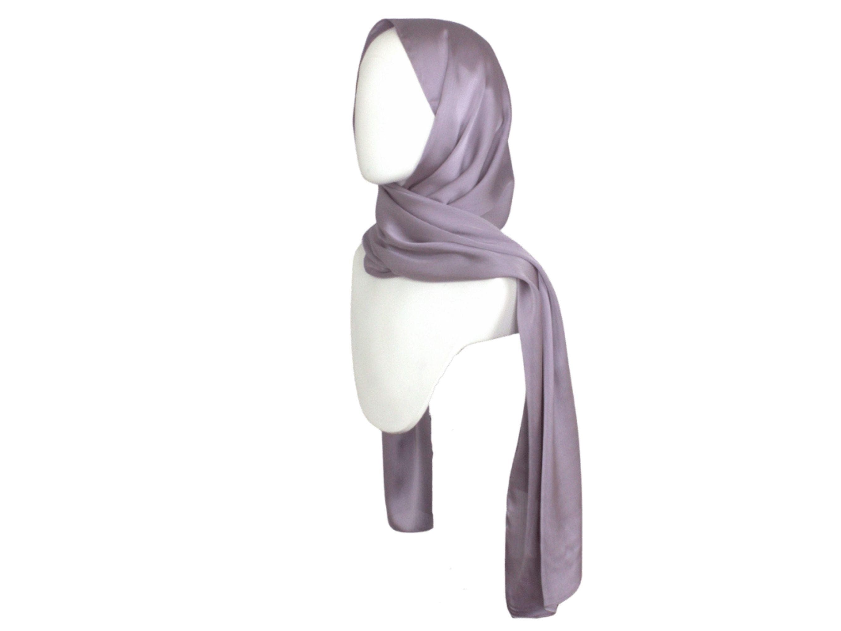 Dusty Mauve satin crinkle hijab for formal occasions | Lina Zibdeh