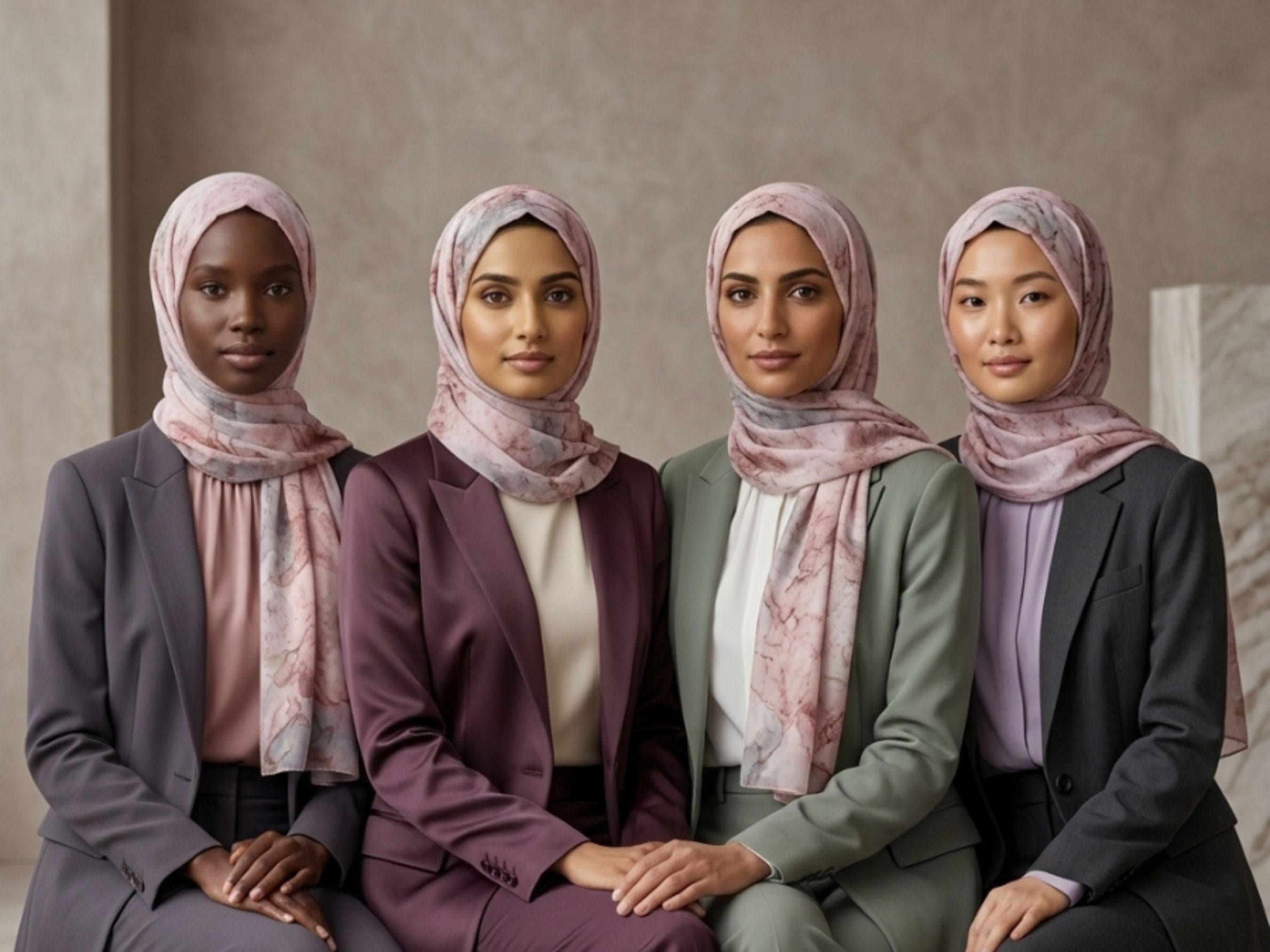Watercolor Printed Bamboo Modal Hijab Scarf: Pastel Pink Grey Gold Hijab, Lightweight & Breathable - image 3