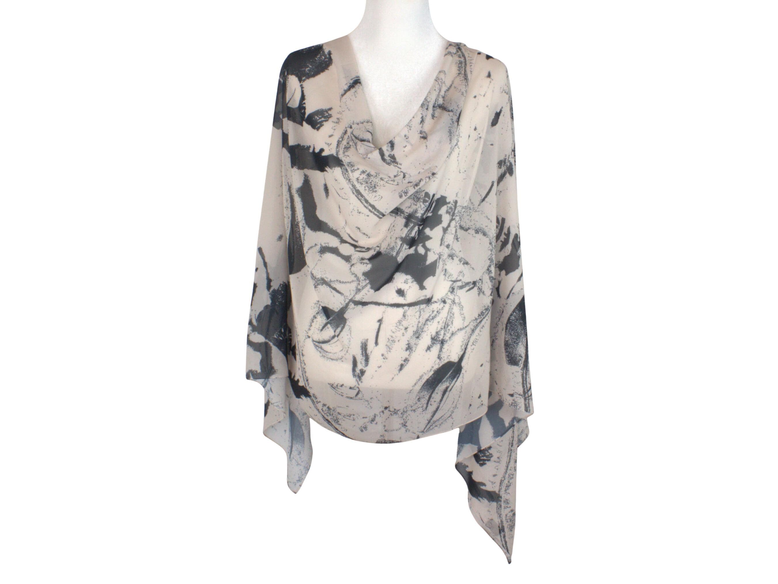 Black Neutral Floral Chiffon Hijab, Soft Everyday Headscarf - image 4