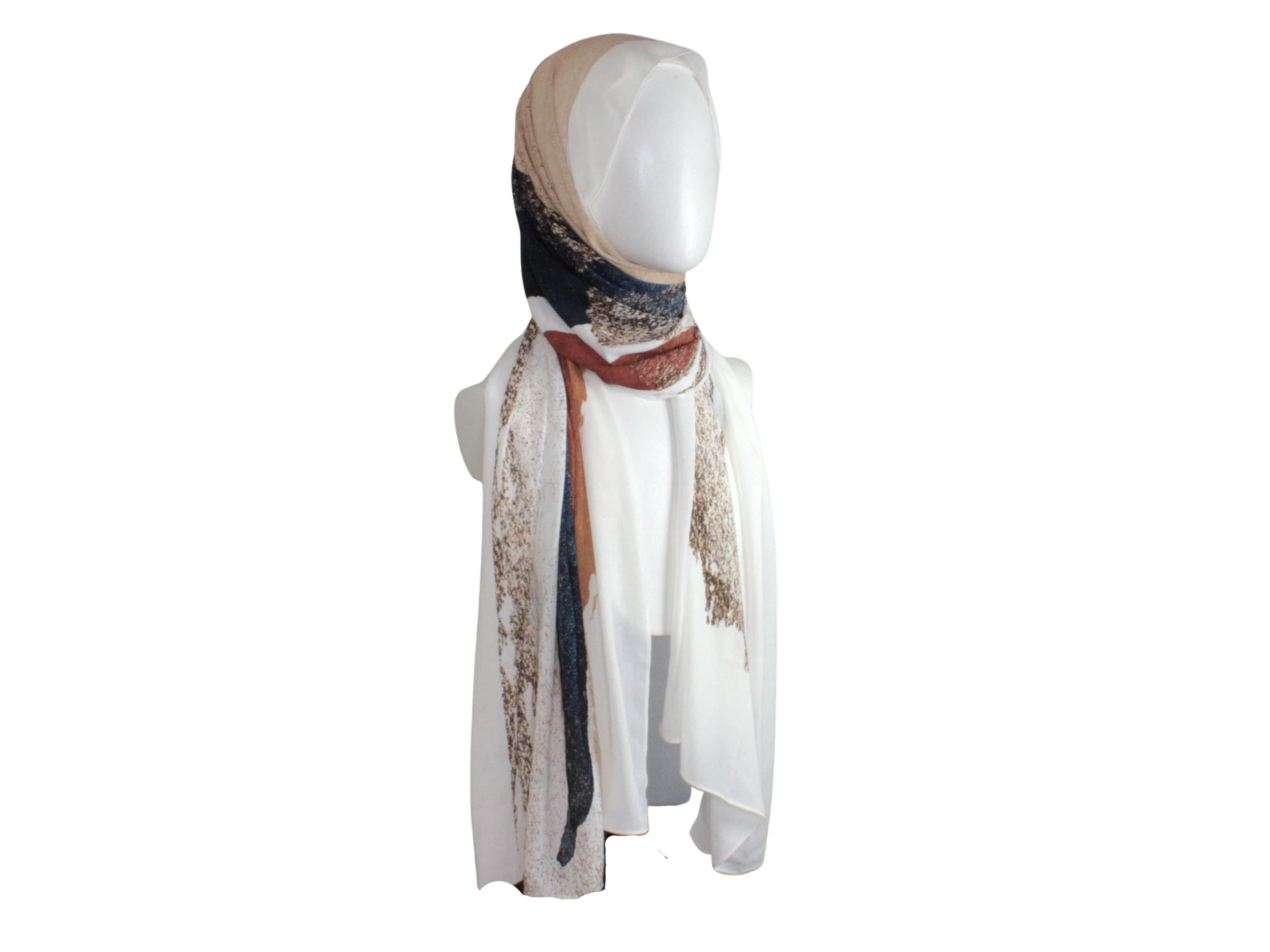 Printed Crepe Chiffon Hijab, Art-Inspired Scarf