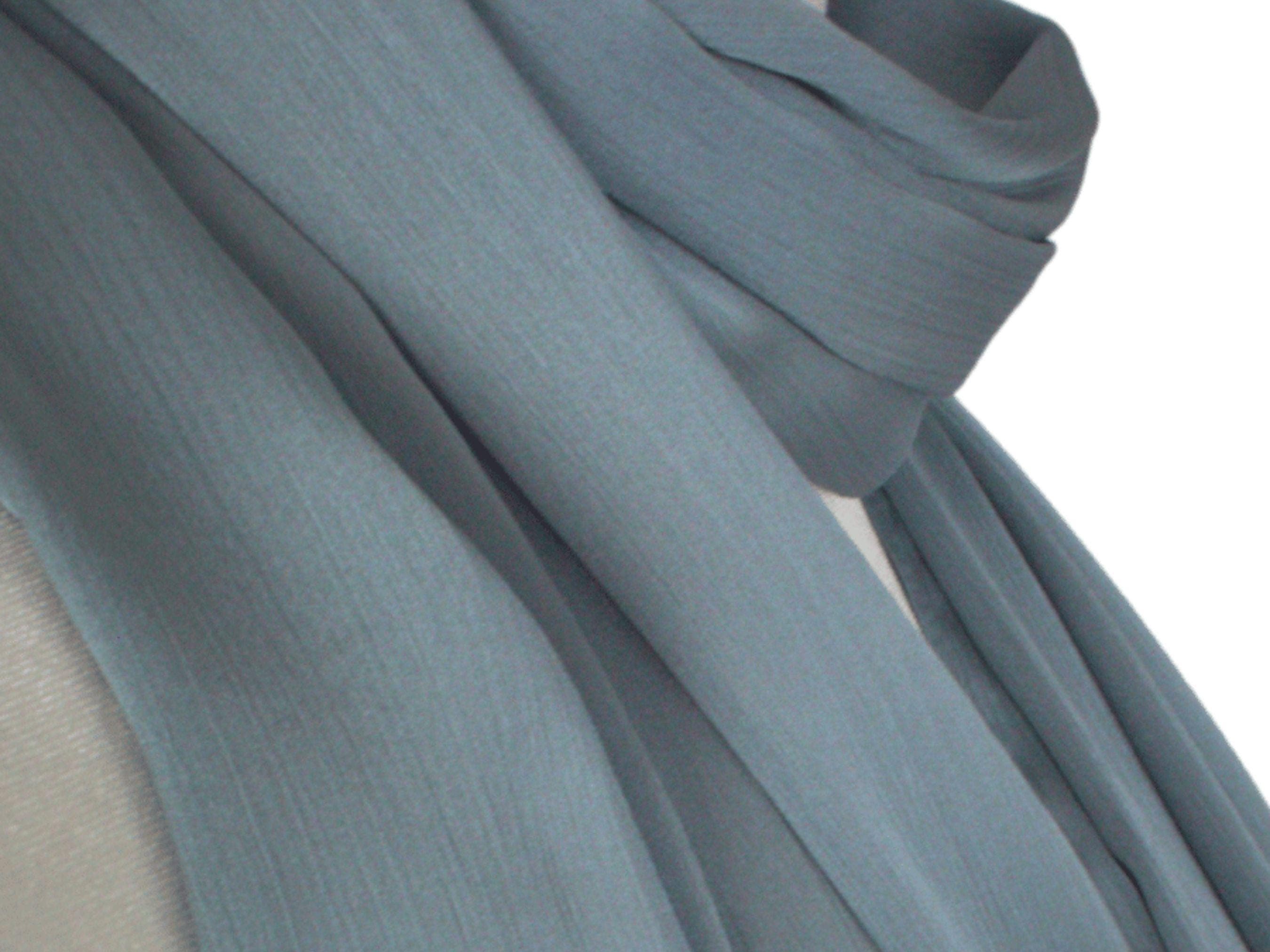 Blue Slate Gray  Crinkle Satin Hijab, Formal Occasion Sparkly Scarf - image 5
