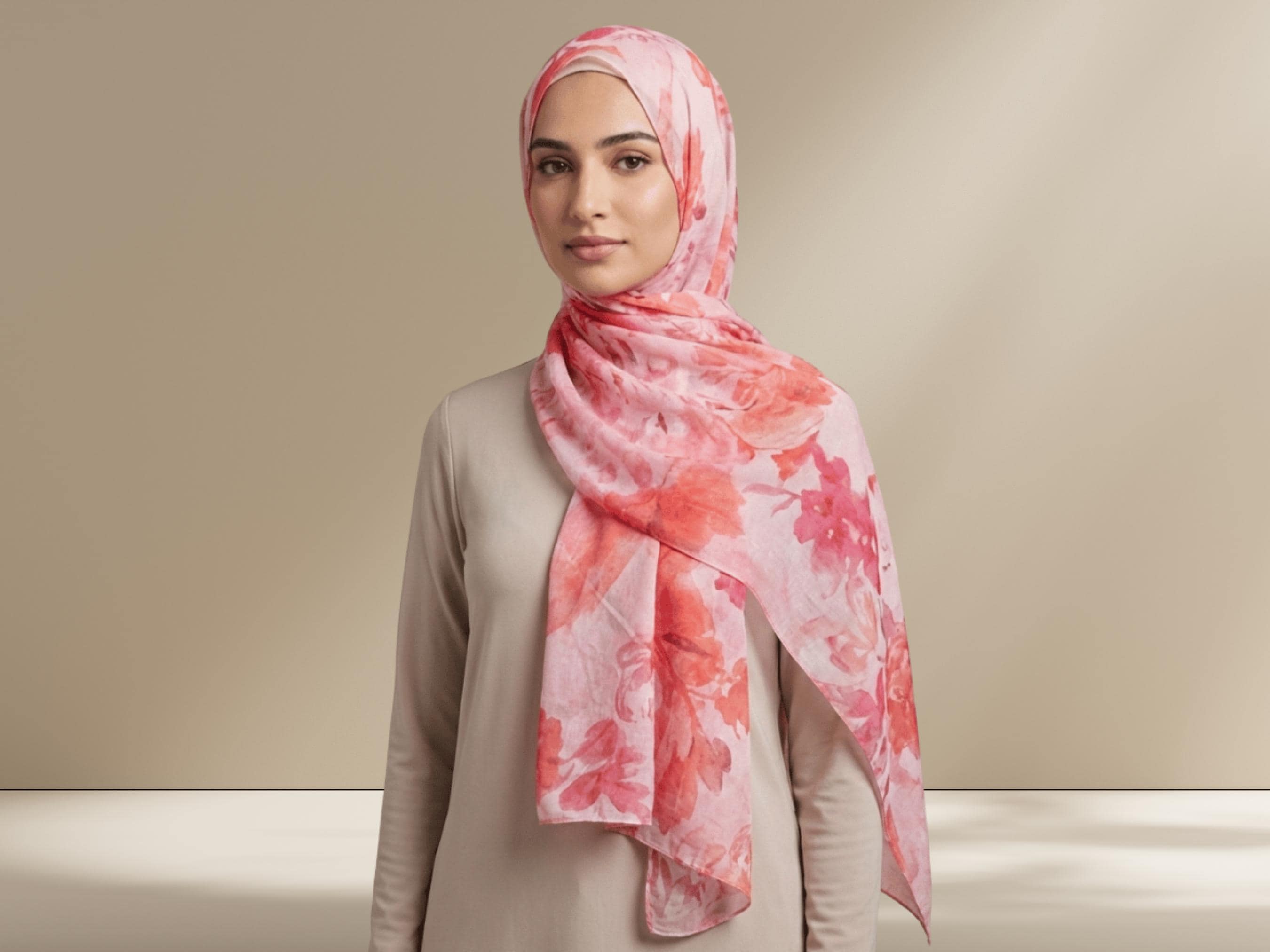 Watercolor Floral Bamboo Modal Hijab: Soft, Breathable, Lightweight Scarf