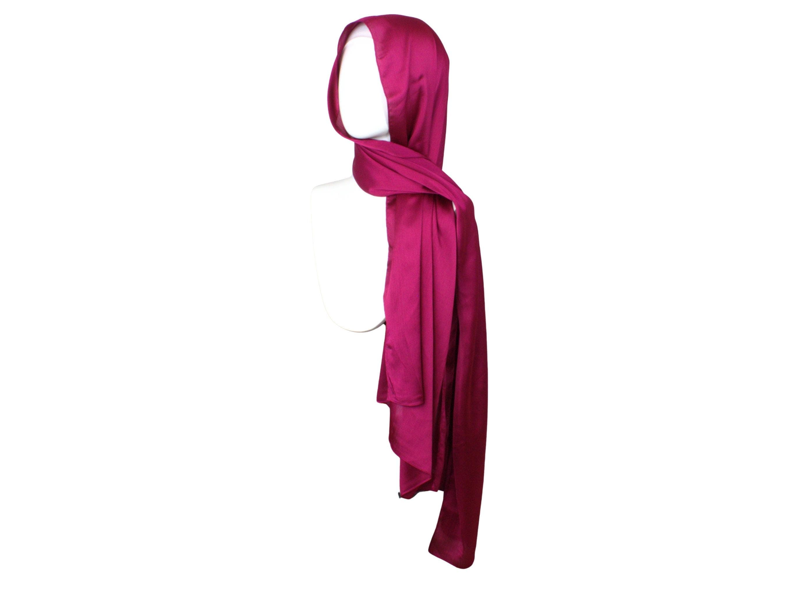 Magenta Satin Crinkle Hijab - Luxe Elegance Formal Scarf - image 5