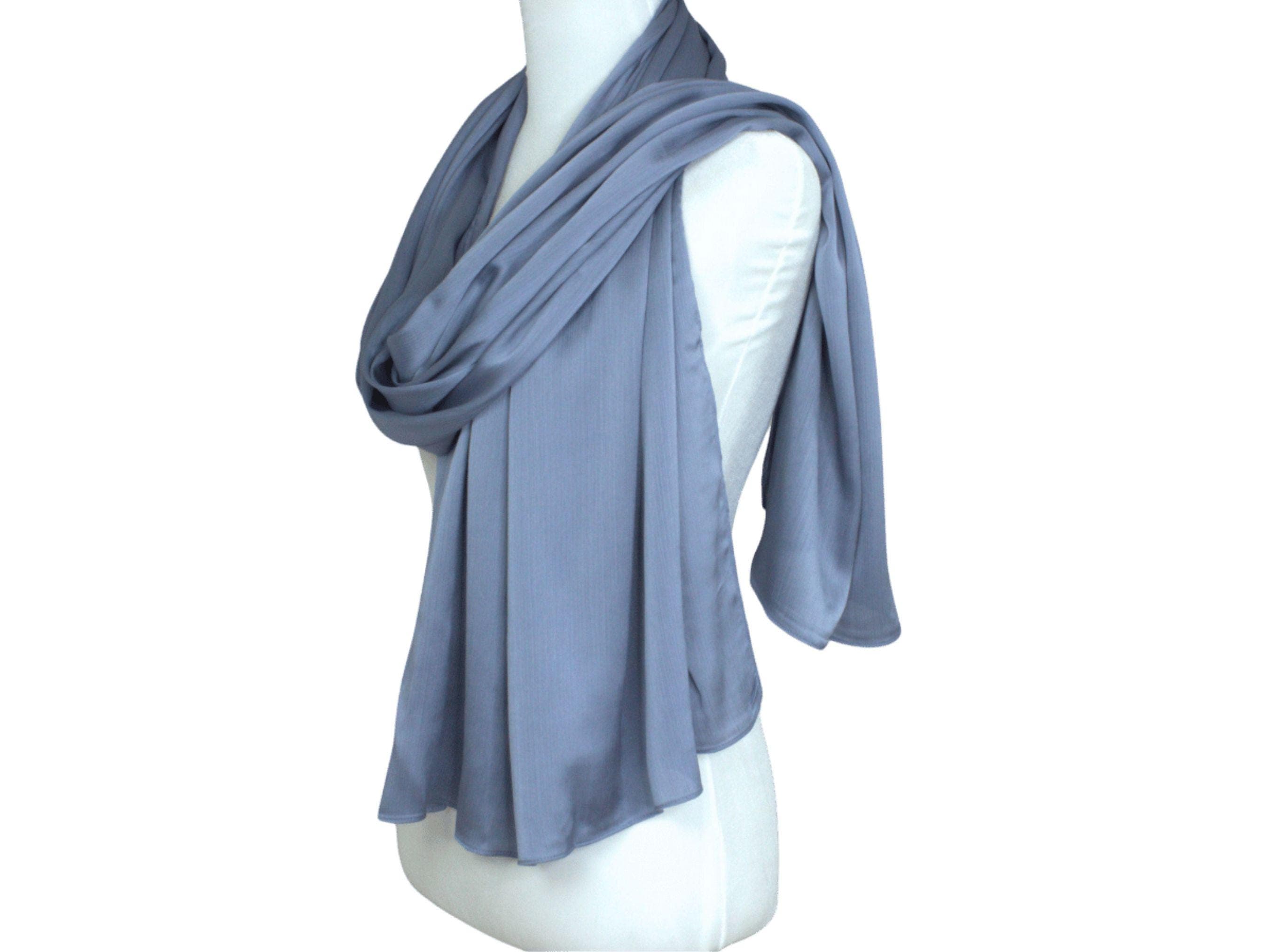 Muted blue satin crinkle formal hijab | blue fancy hijab for parties | LinaZibdeh