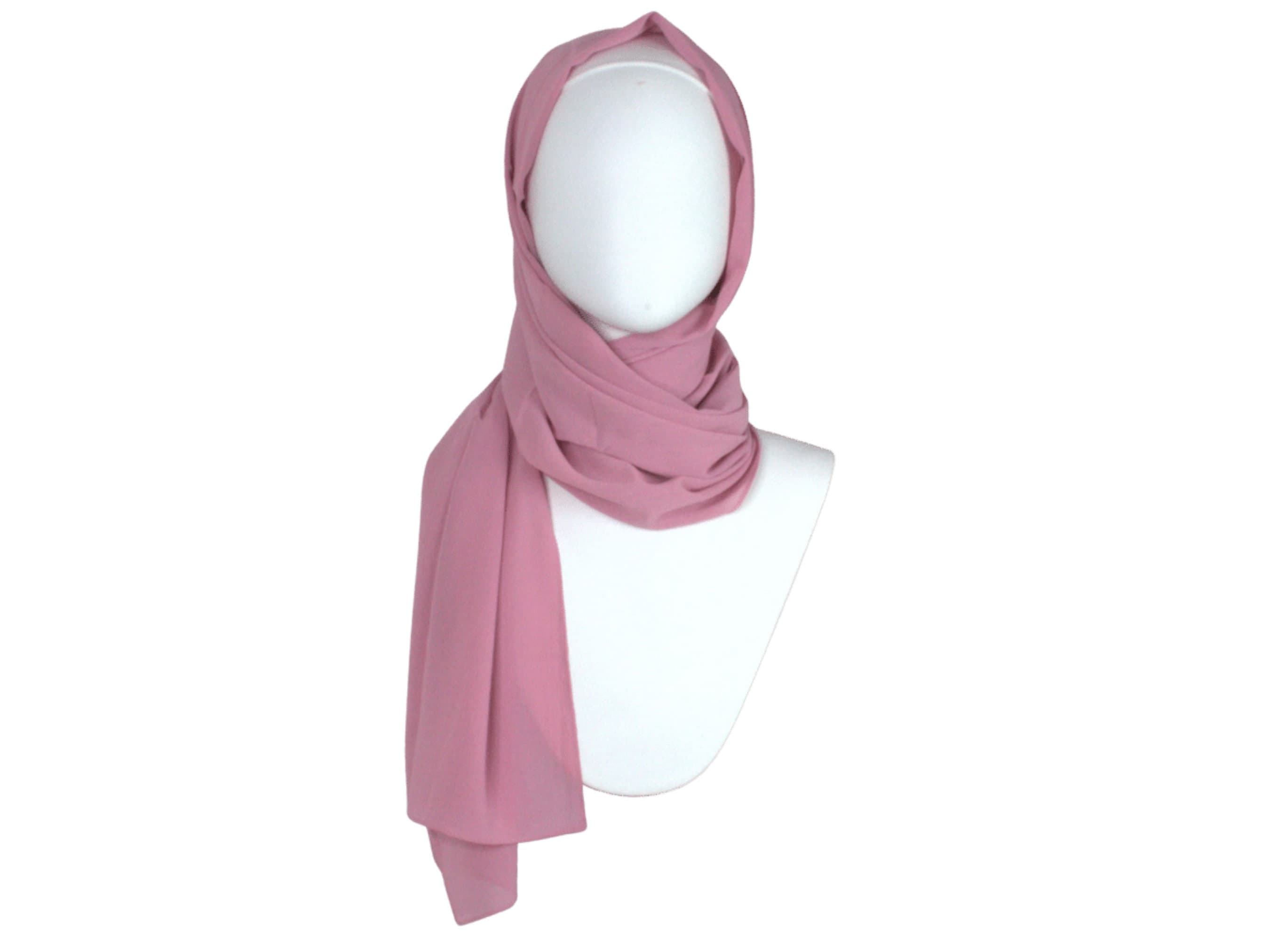 Pale Mauve Crinkle Chiffon Hijab, Lightweight Head Scarf - image 4