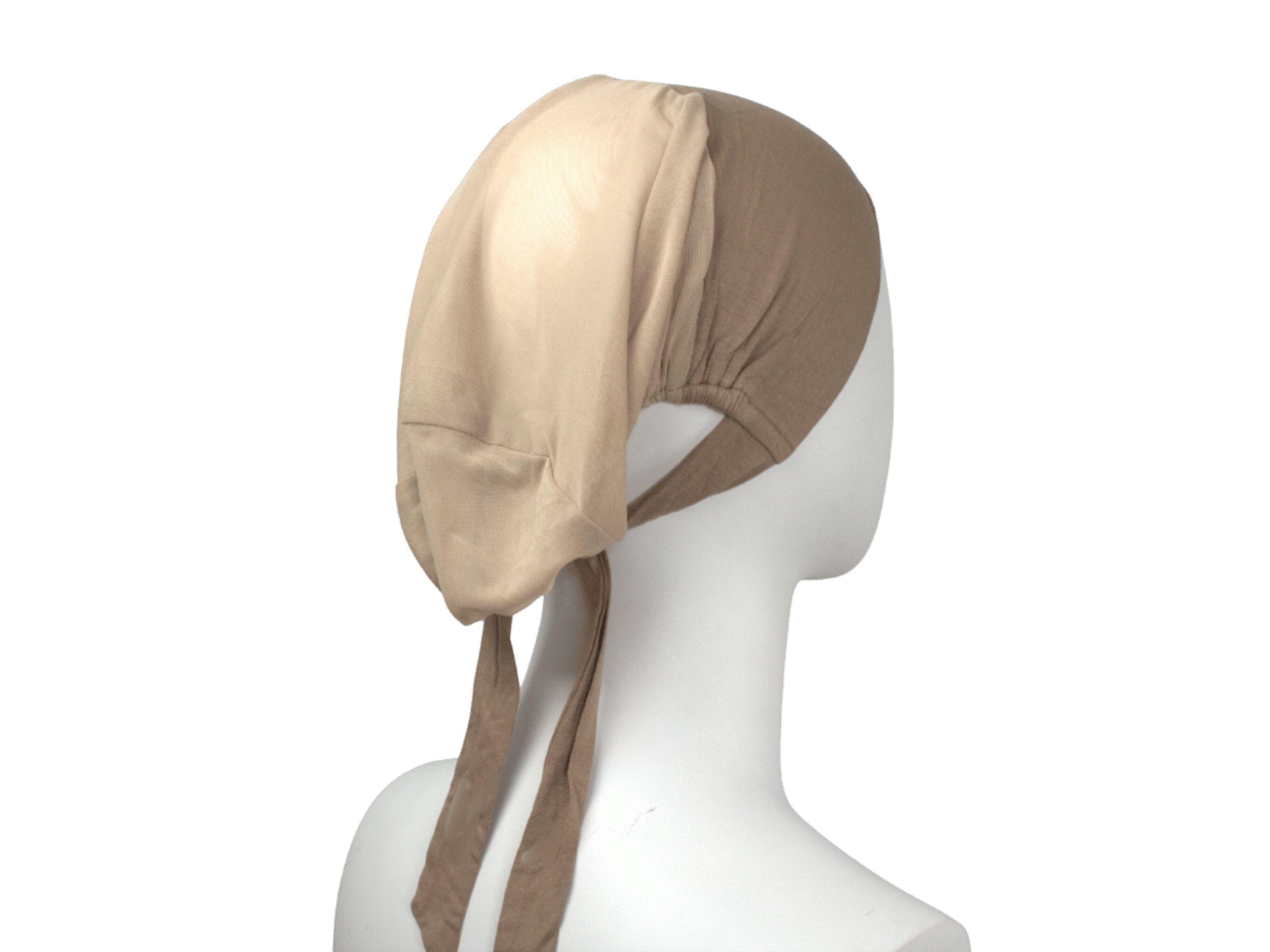 Comfortable mocha brown tie back hijab underscarf ideal for everyday. mocha beige tie back mesh bonnet for women and girls | Lina Zibdeh