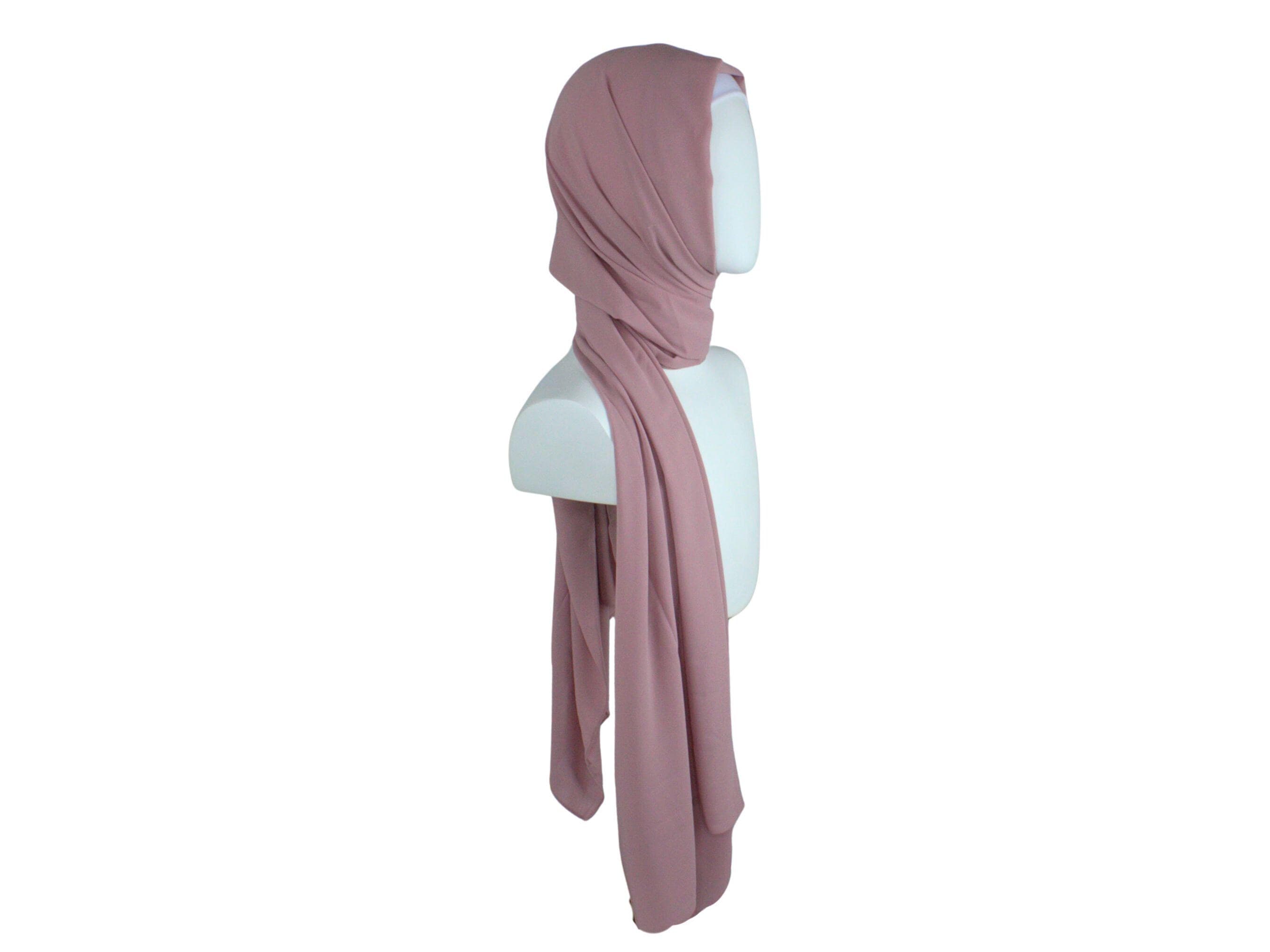High-end muted Mauve chiffon hijab scarf | Maxi dusty mauve chiffon hijab | Lina Zibdeh