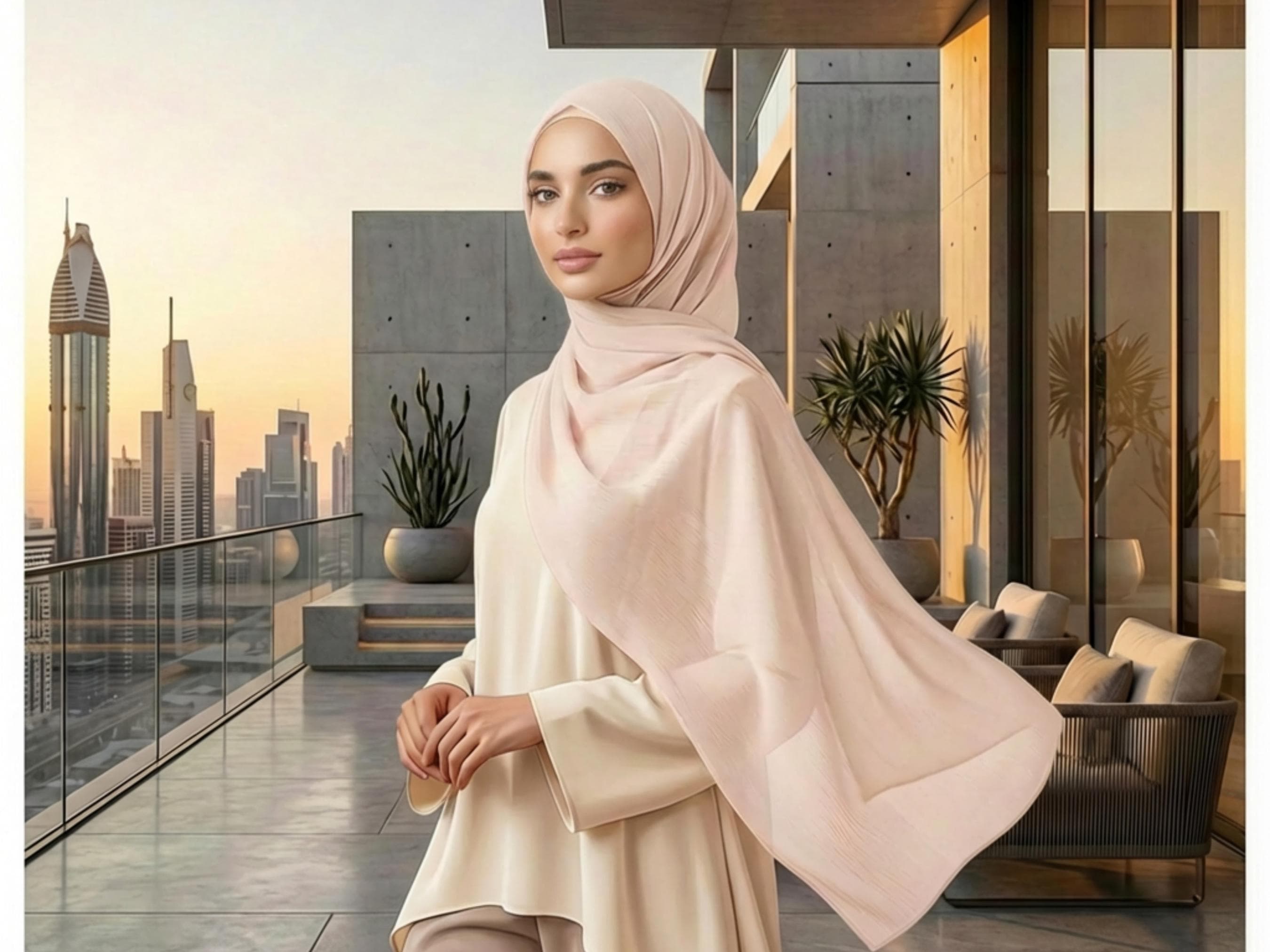 Crinkle Chiffon Hijab, Soft Peach, Everyday Elegance - image 3