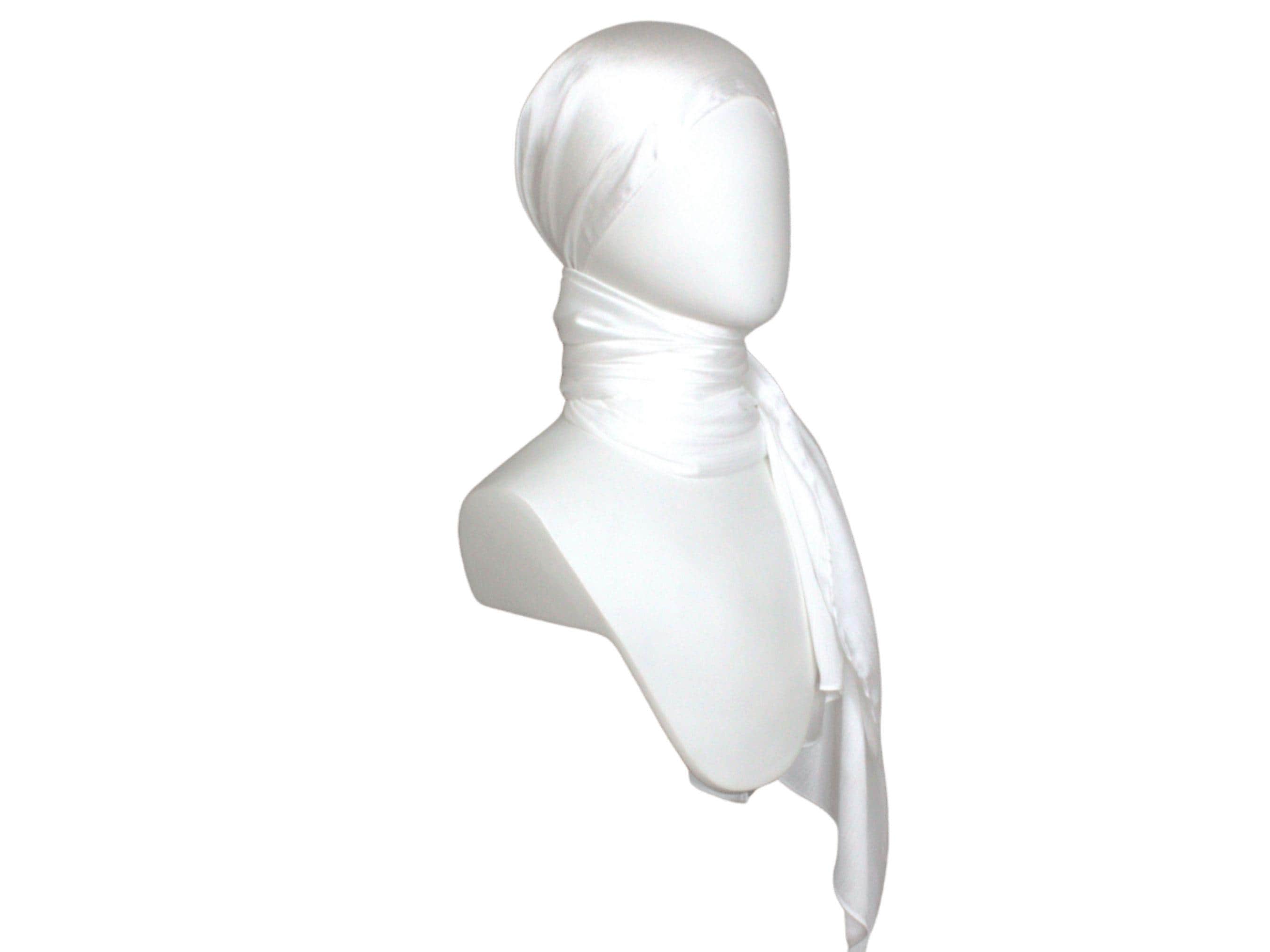 white satin hijab for formal occasions | fancy white satin hijab