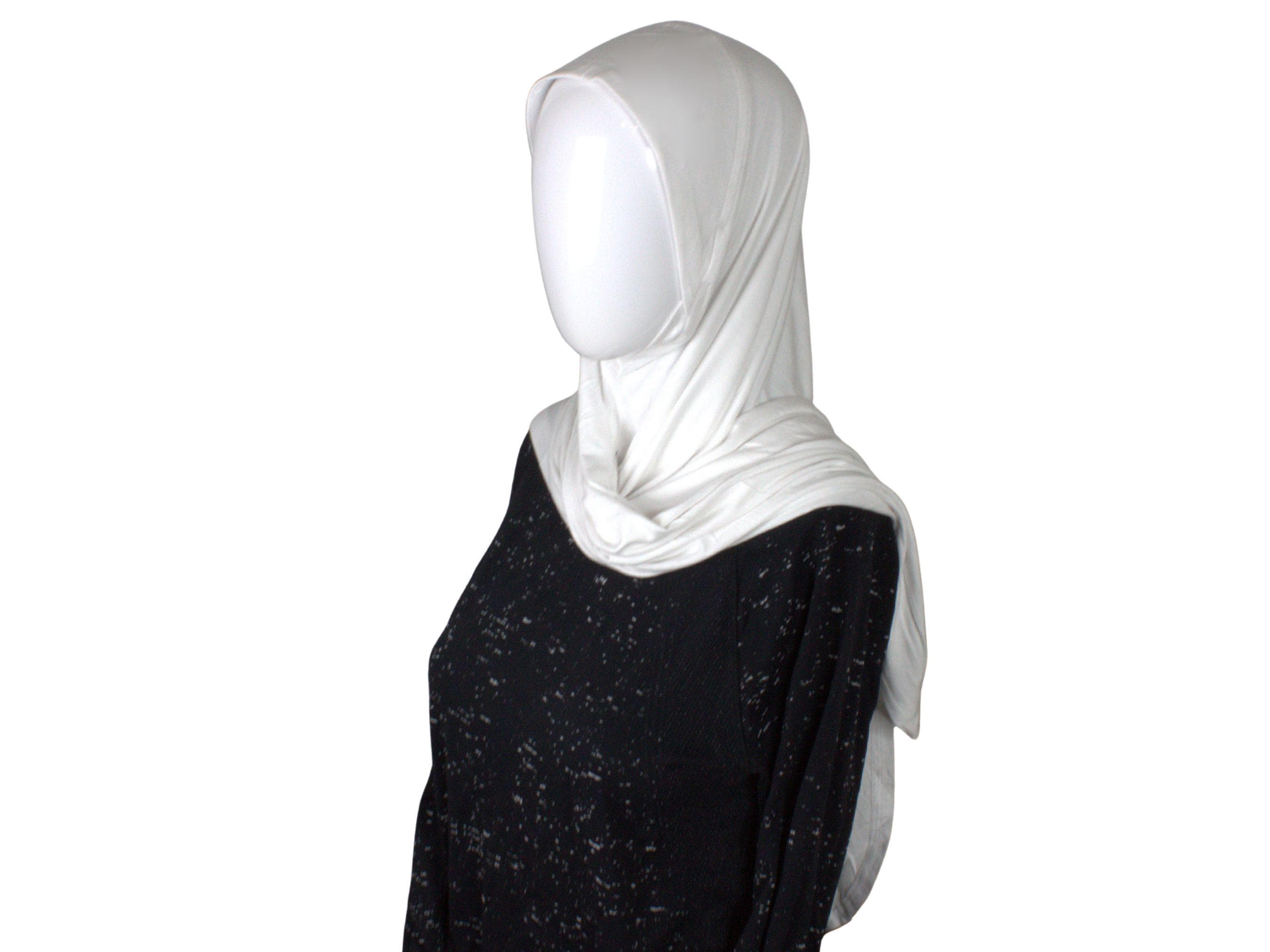 White Instant hijab, premium Japanese Jersey hijab for everyday errands, hajj umrah hijab, Amira instant hijab, school girls muslim gift