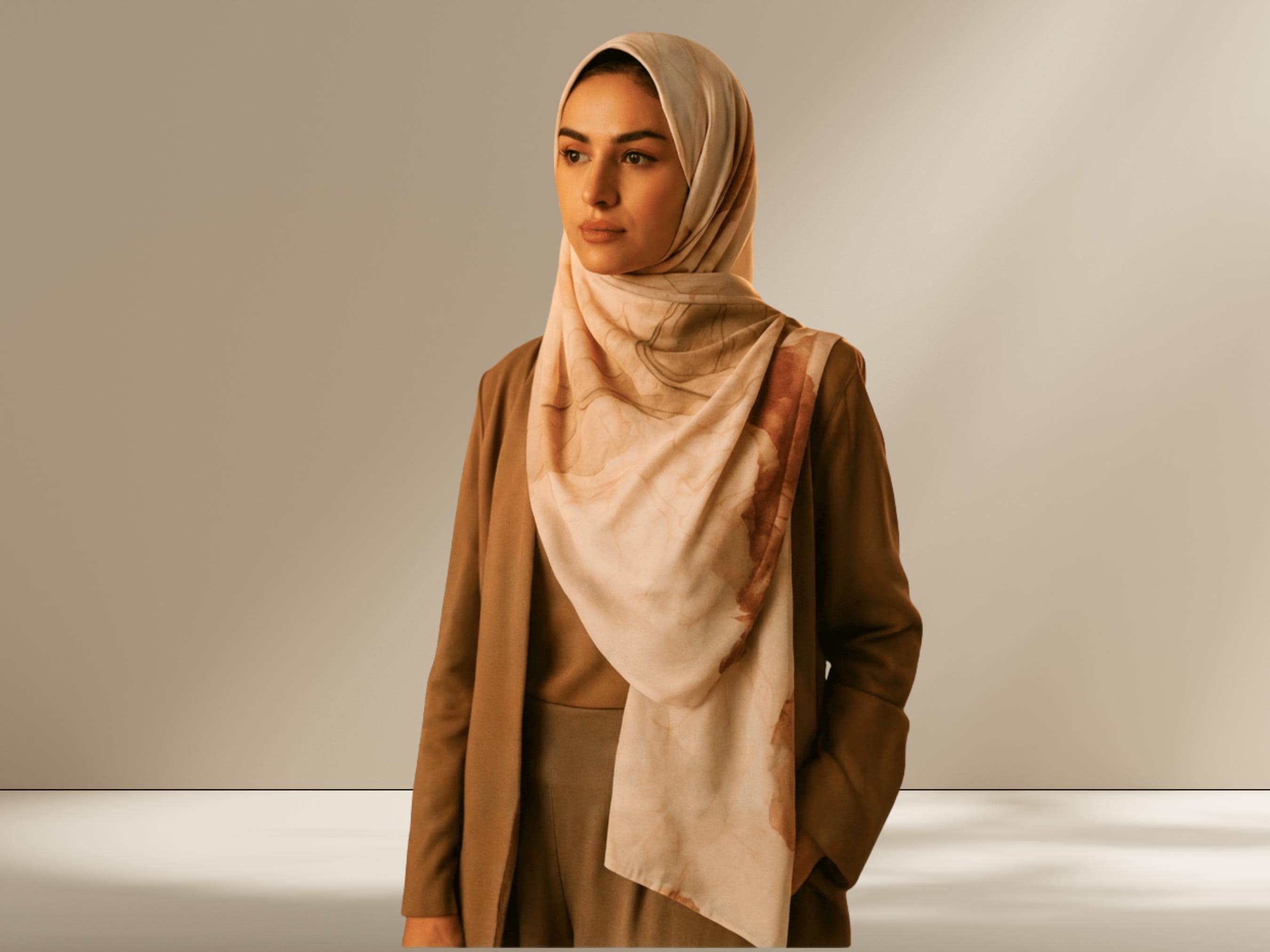 Luxury Floral Chiffon Hijab: Rose Blush Islamic Scarf