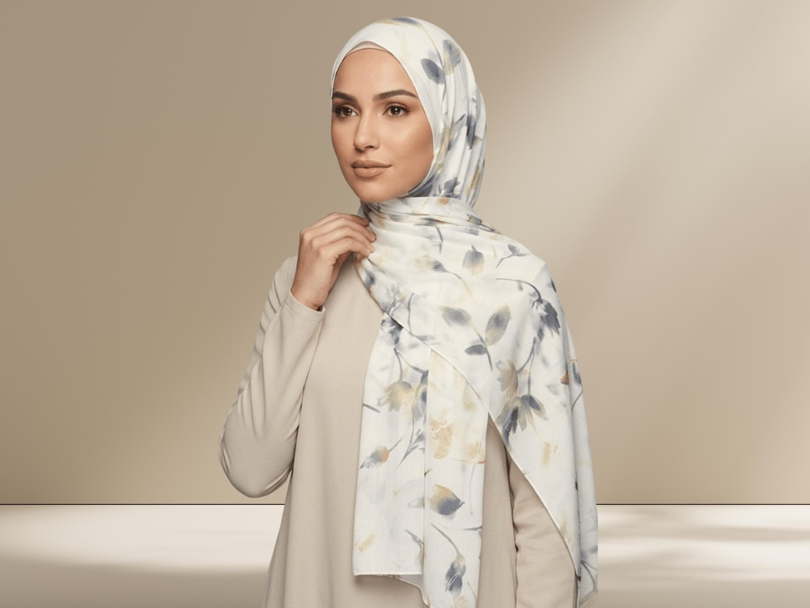 Floral Chiffon Hijab, Soft Everyday Headscarf