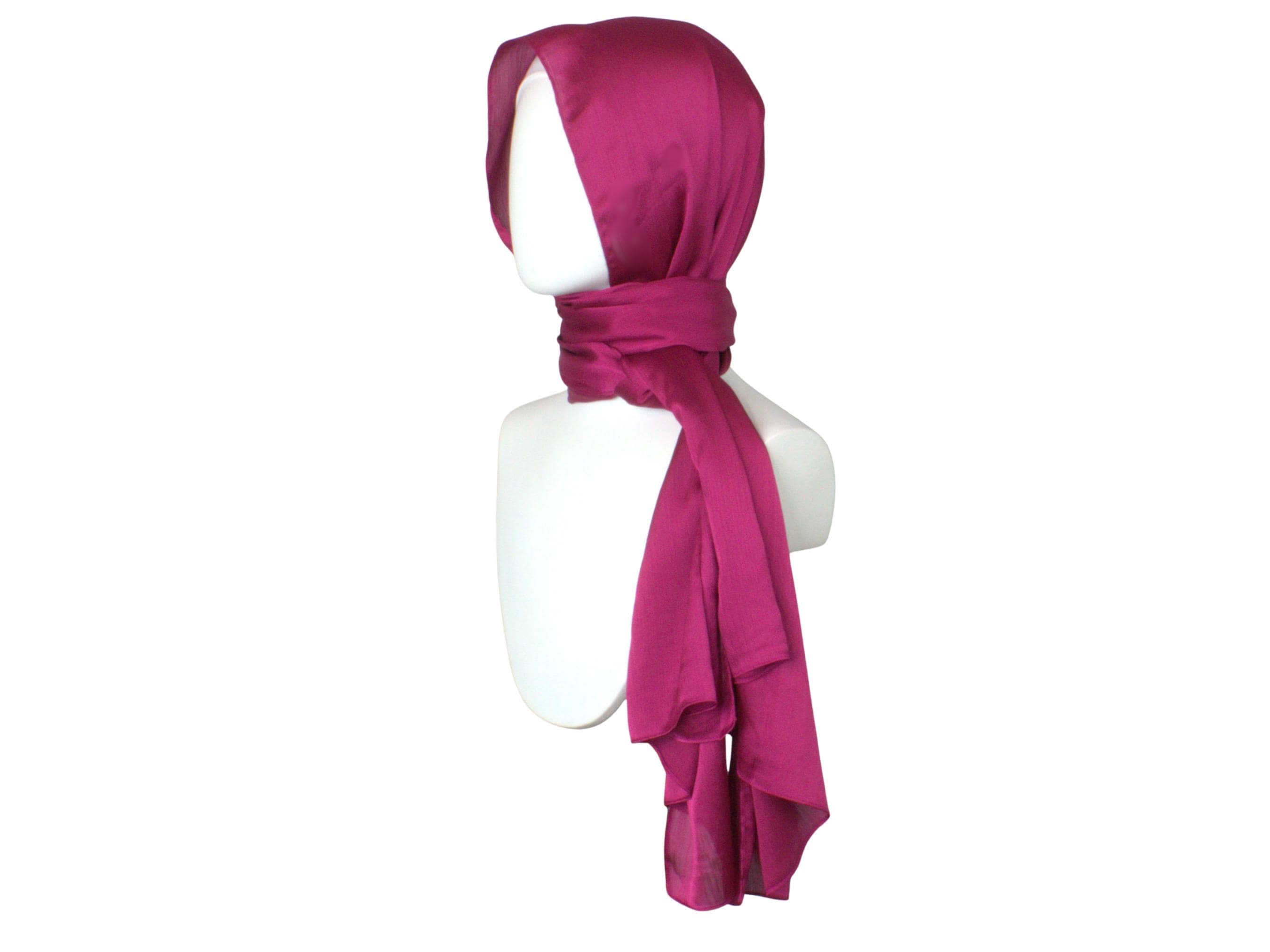 Magenta Satin Crinkle Hijab - Luxe Elegance Formal Scarf - image 4