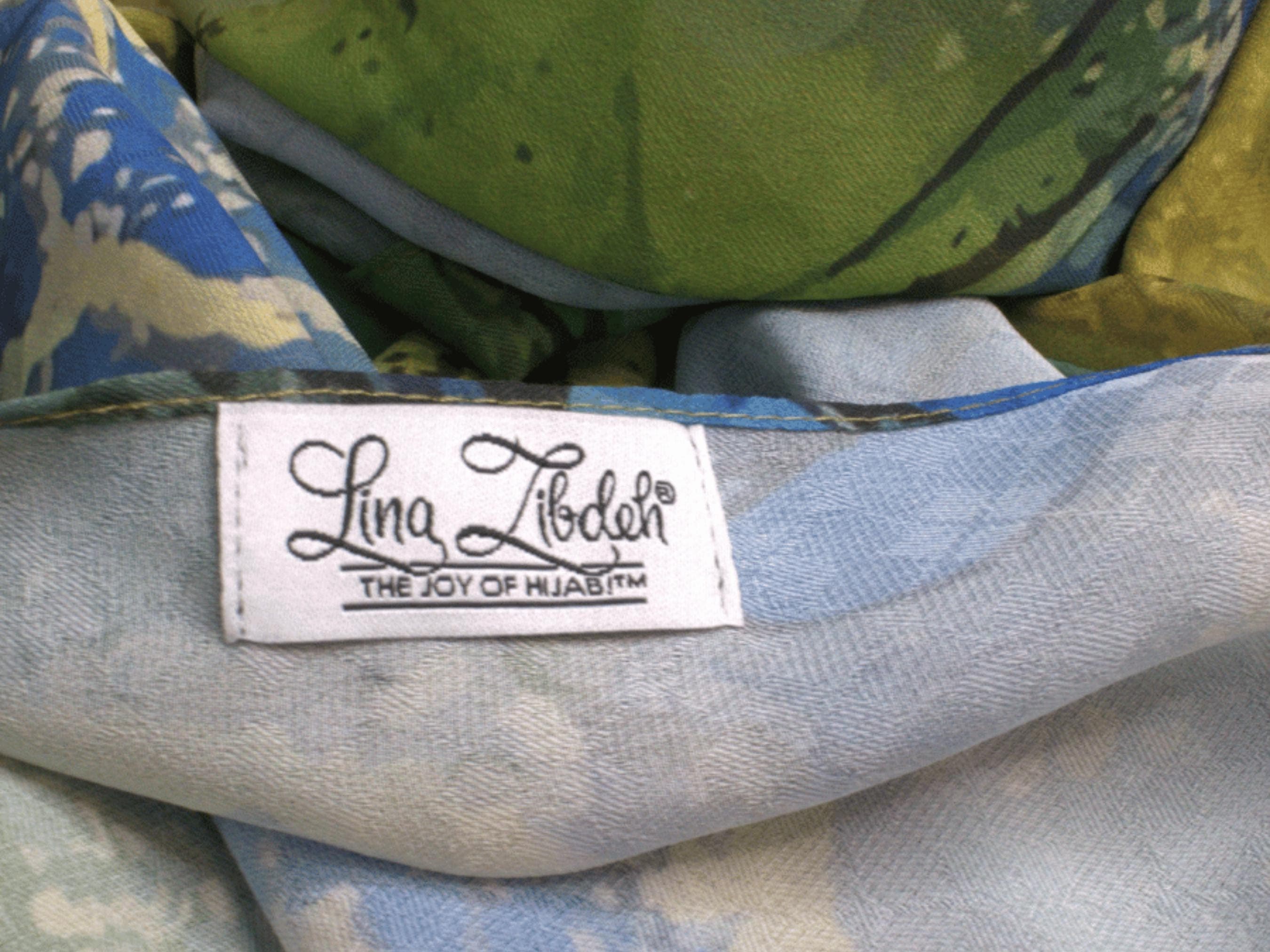 Watercolor Green Saphire Jewel Chiffon Hijab – Printed Headscarf for Work, Eid, Weddings & Formal Occasions - image 3