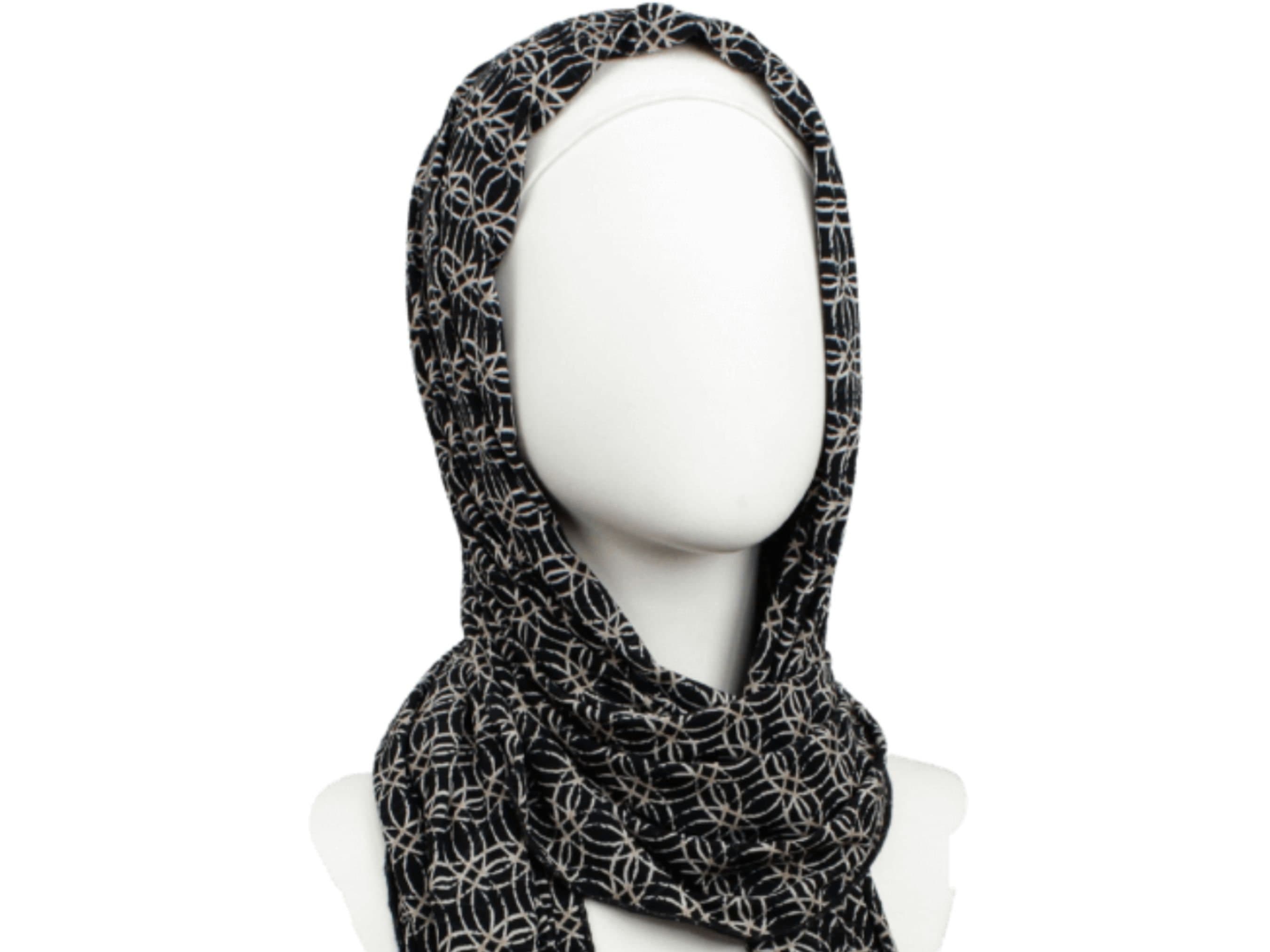 Printed Jersey Hijab, Black Beige, Soft Buttery Feel - image 3