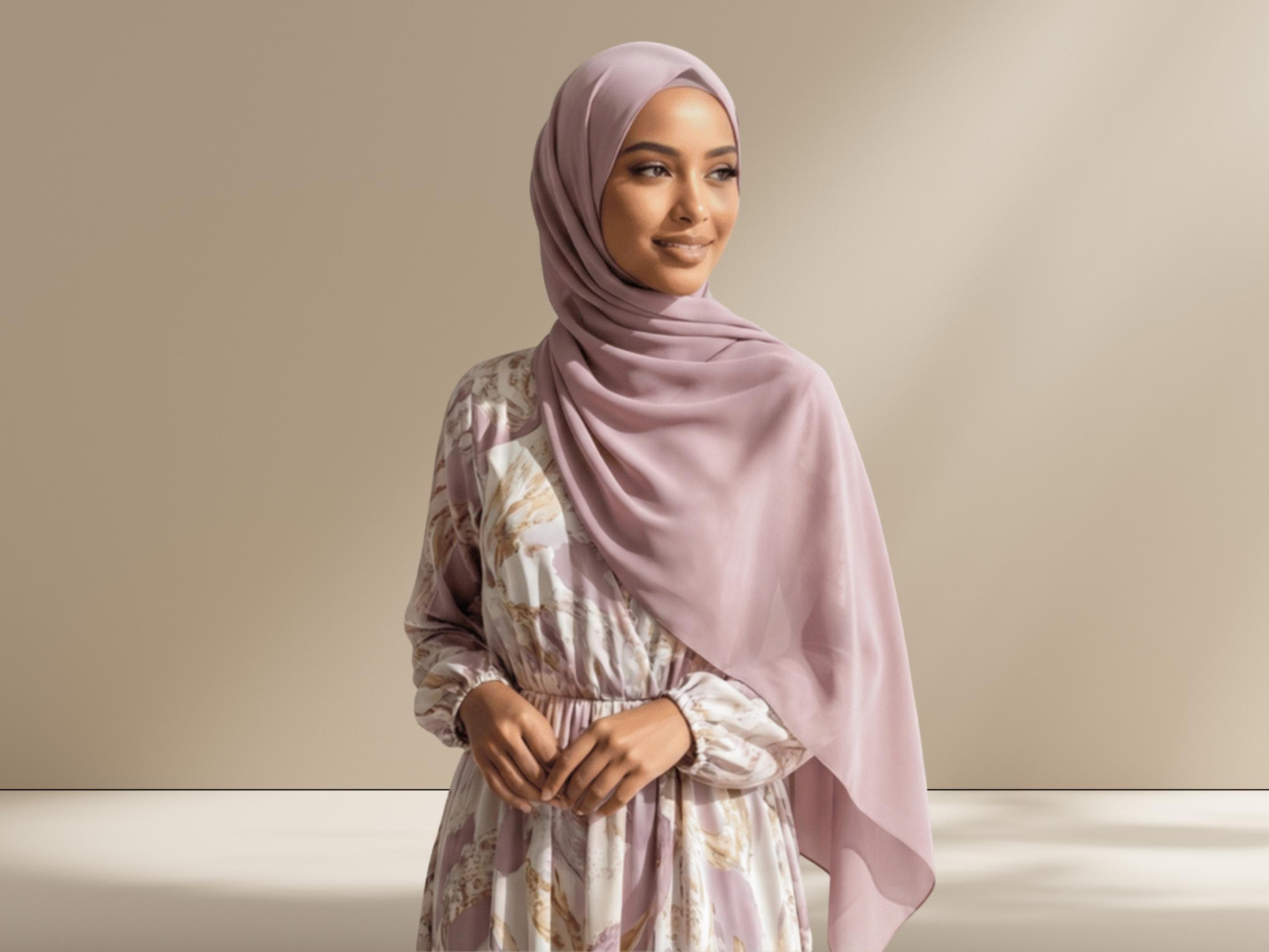 Diamond Chiffon Hijab, Mauve, Everyday Wear