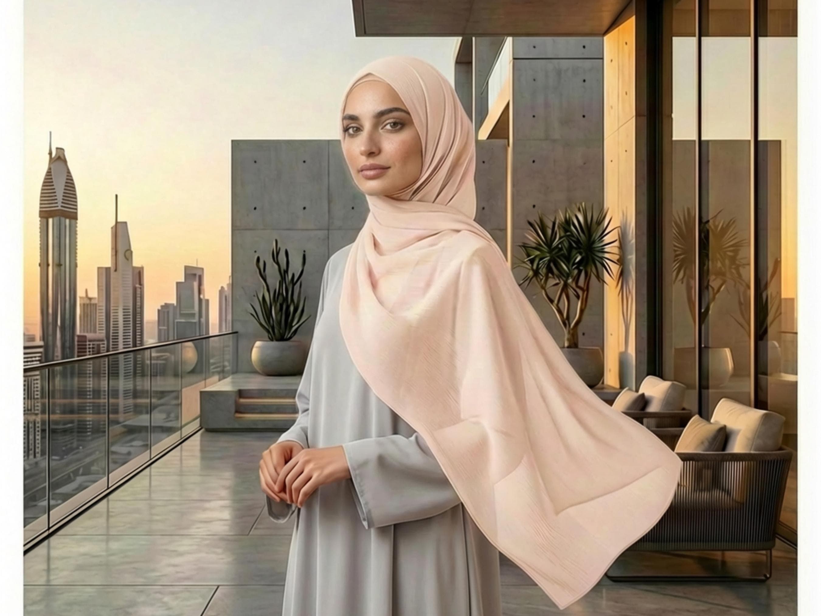 Crinkle Chiffon Hijab, Soft Peach, Everyday Elegance
