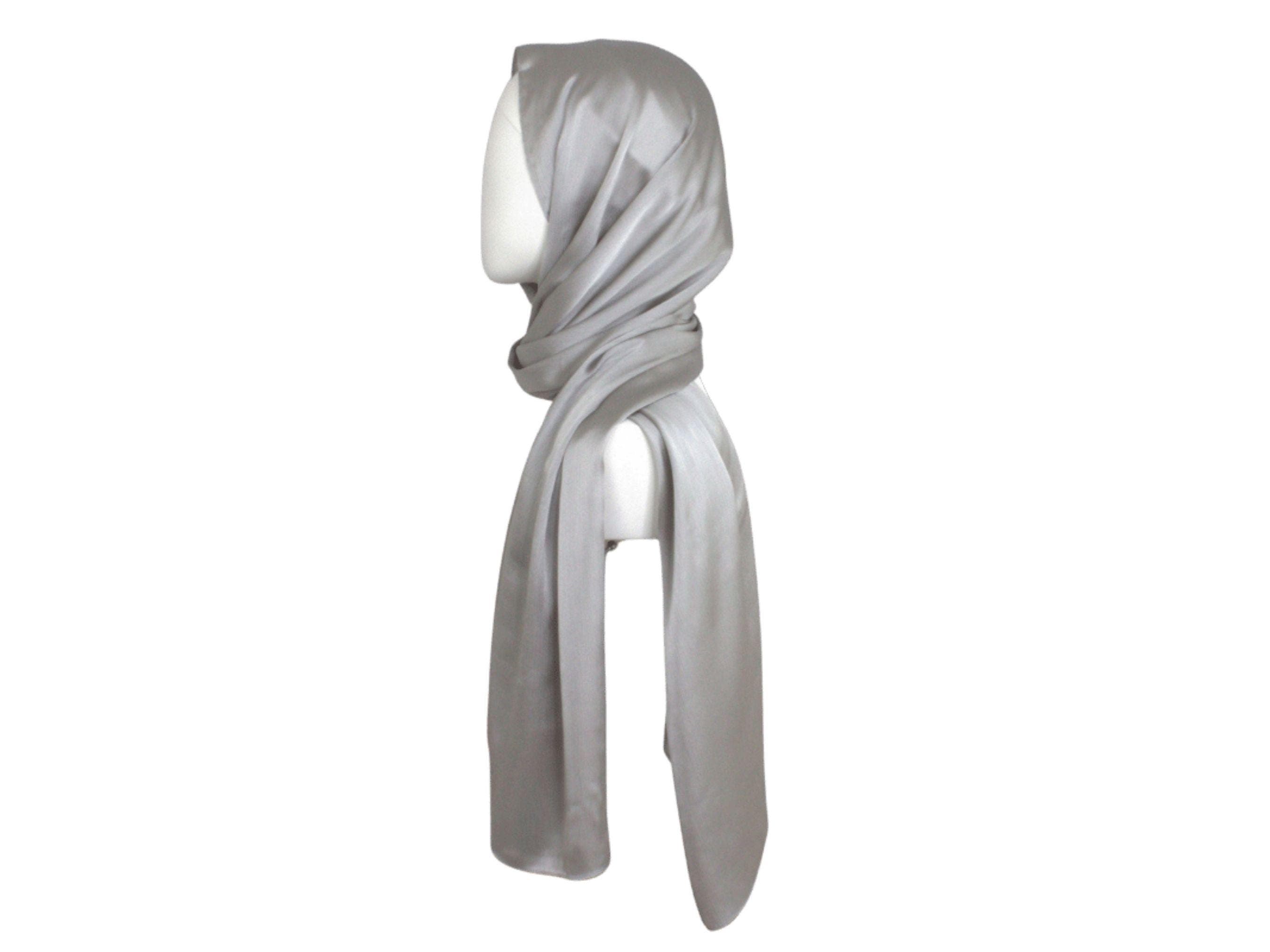 Silver formal hijab scarf, ideal for fancy occasions | Lina Zibdeh