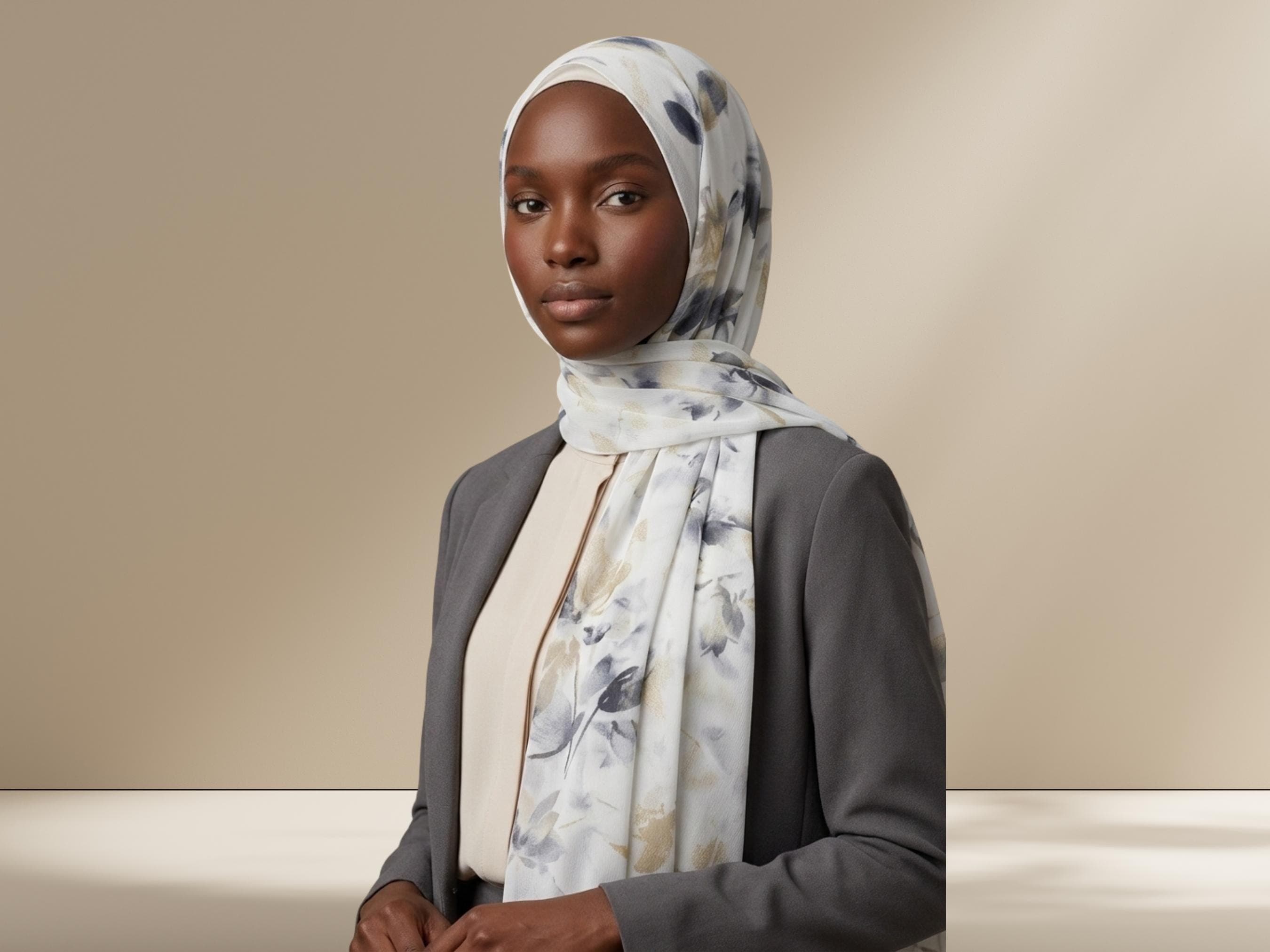 Floral Chiffon Hijab, Soft Everyday Headscarf - image 4
