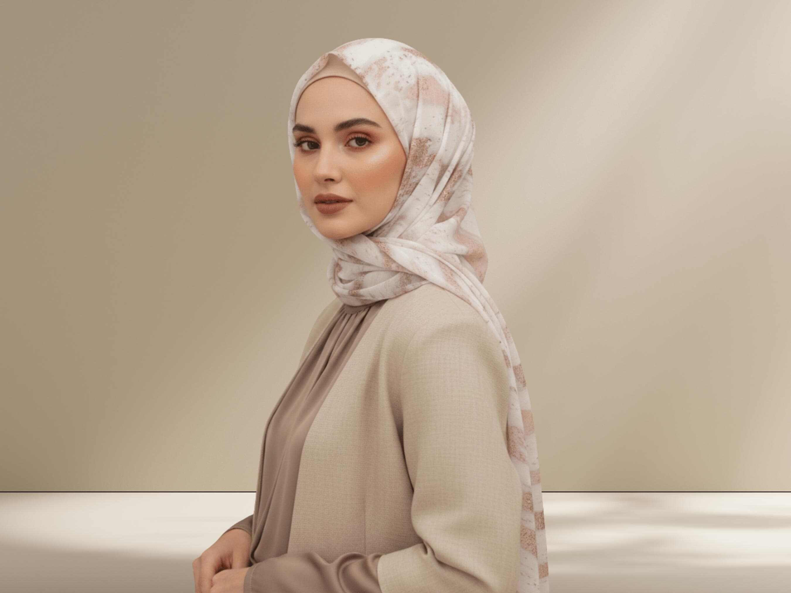 Golden Rose Animal Print Chiffon Hijab – Printed Headscarf for Work, Eid, Weddings & Formal Occasions - image 3
