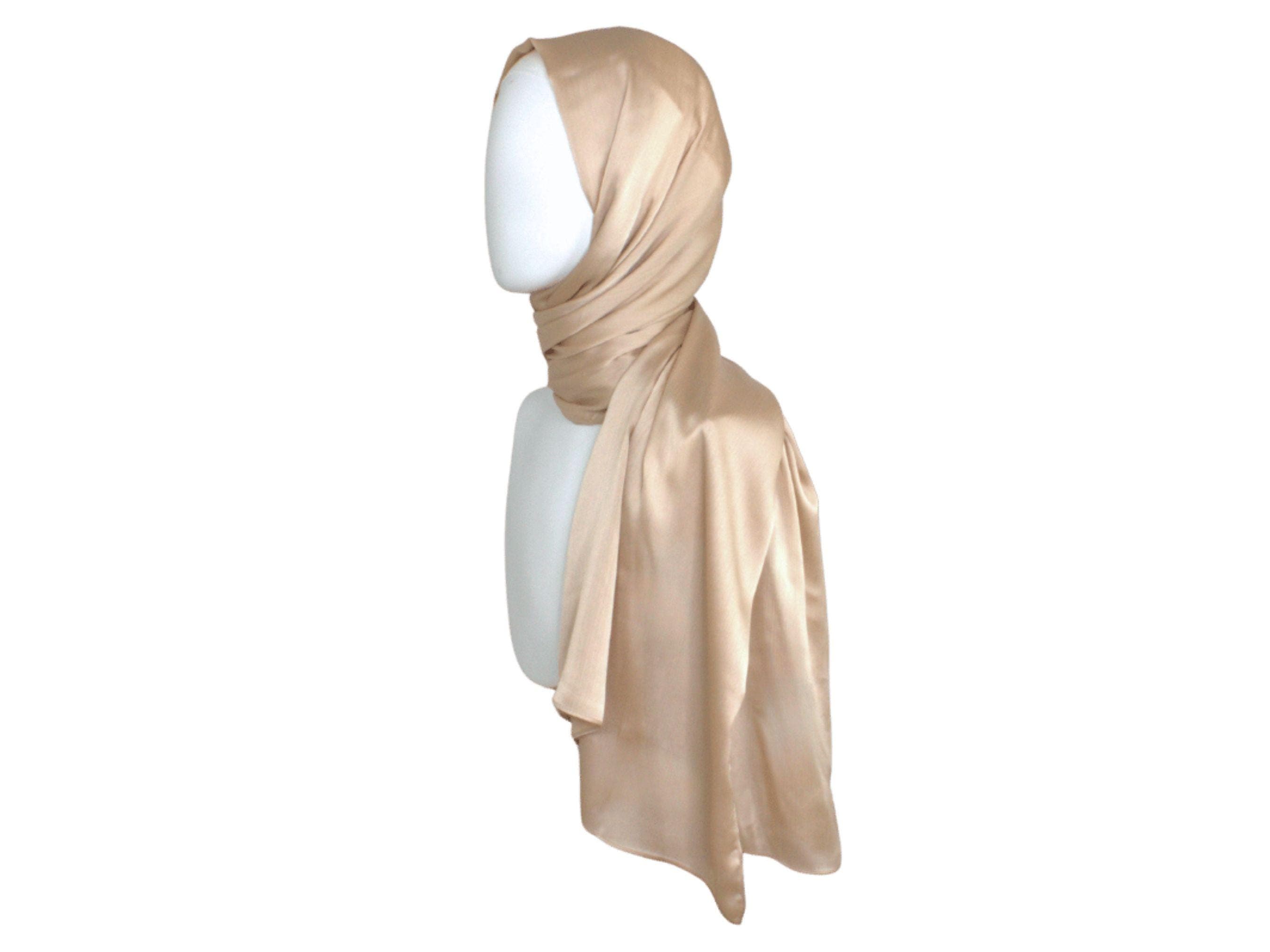 Warm Golden Satin Crinkle Hijab, Luxe Party Wear - image 3