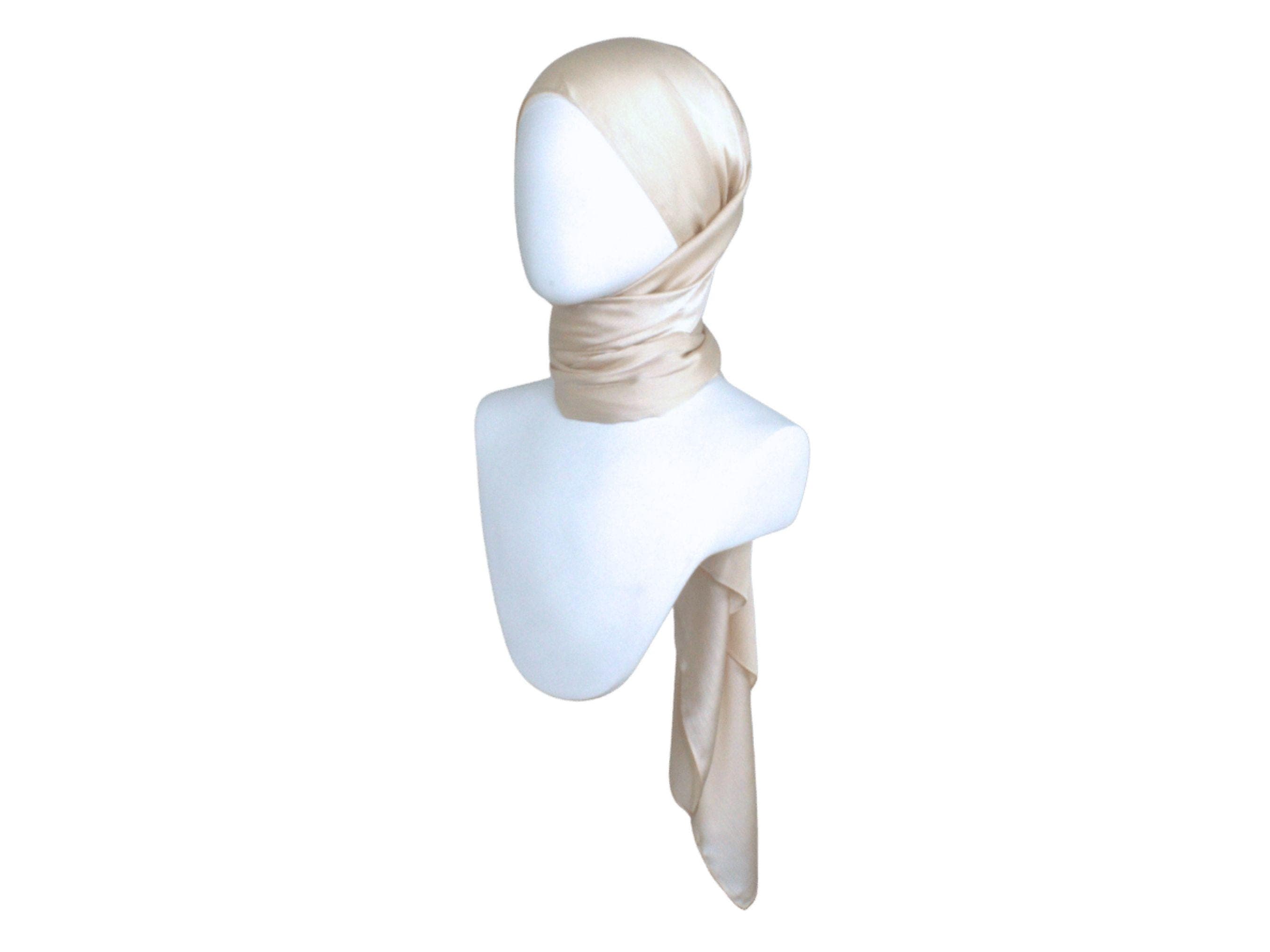 champagne color hijab for formal parties and special occasions  | Lina Zibdeh