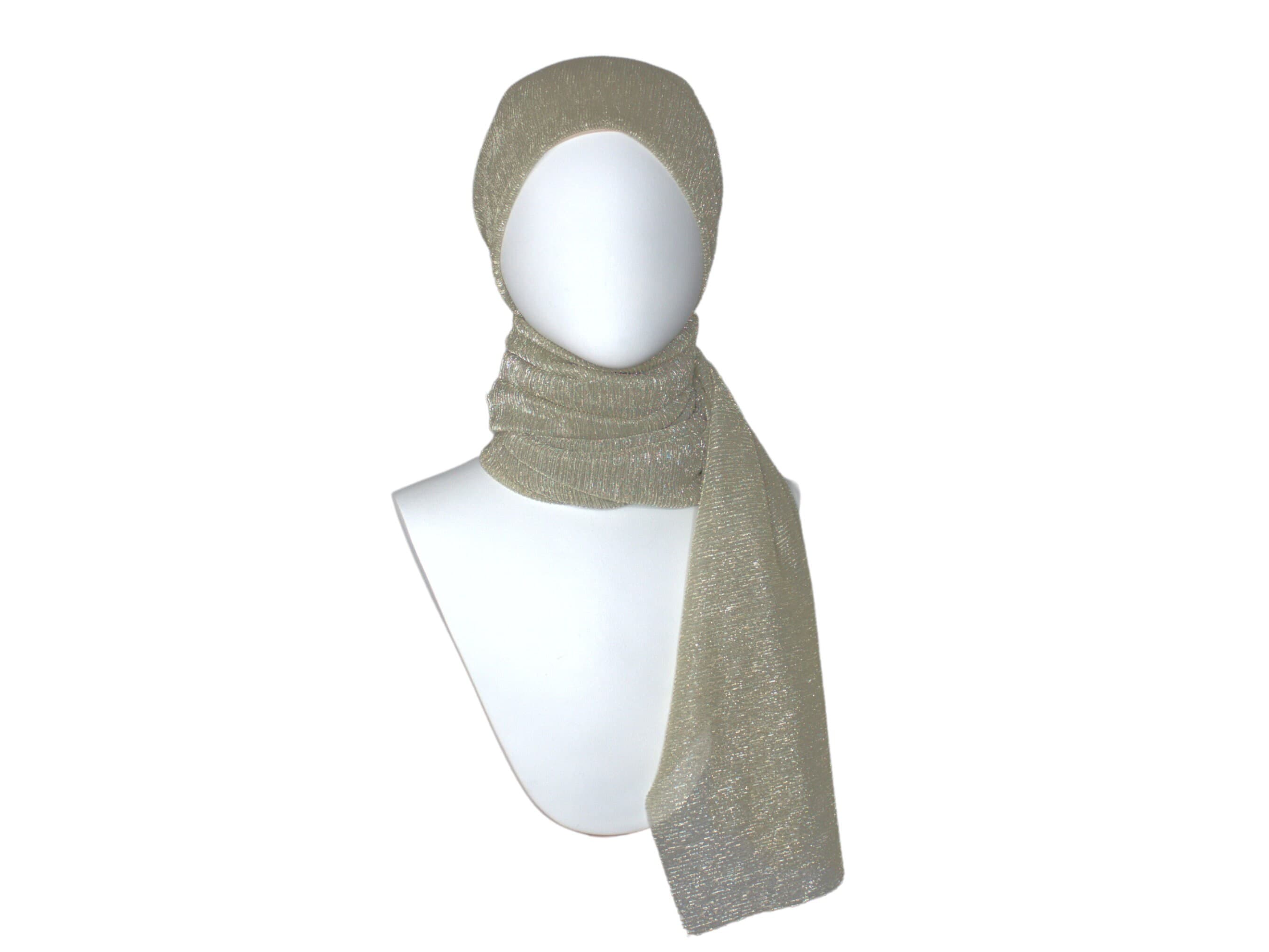 Golden Bronze Plisse Lurex Hijab, Metallic Shimmer - image 5