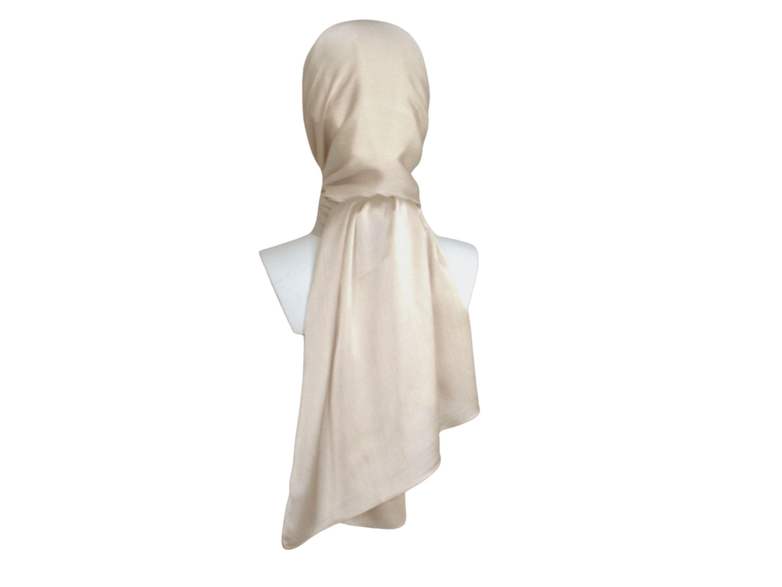 Satin crinkle champagne color hijab for formal parties and special occasions  | Lina Zibdeh