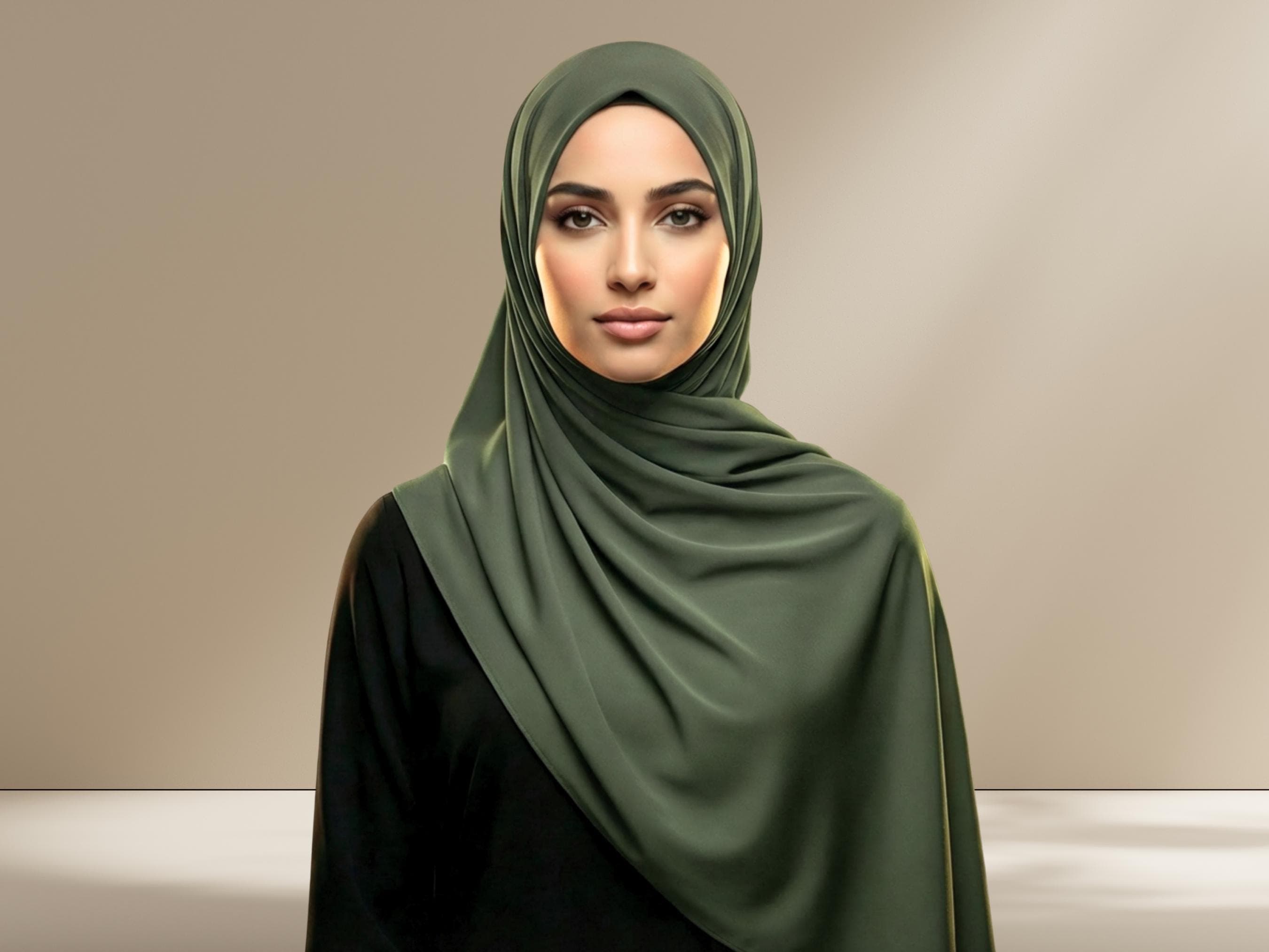Olive Green Bamboo Jersey Hijab, Maxi Size