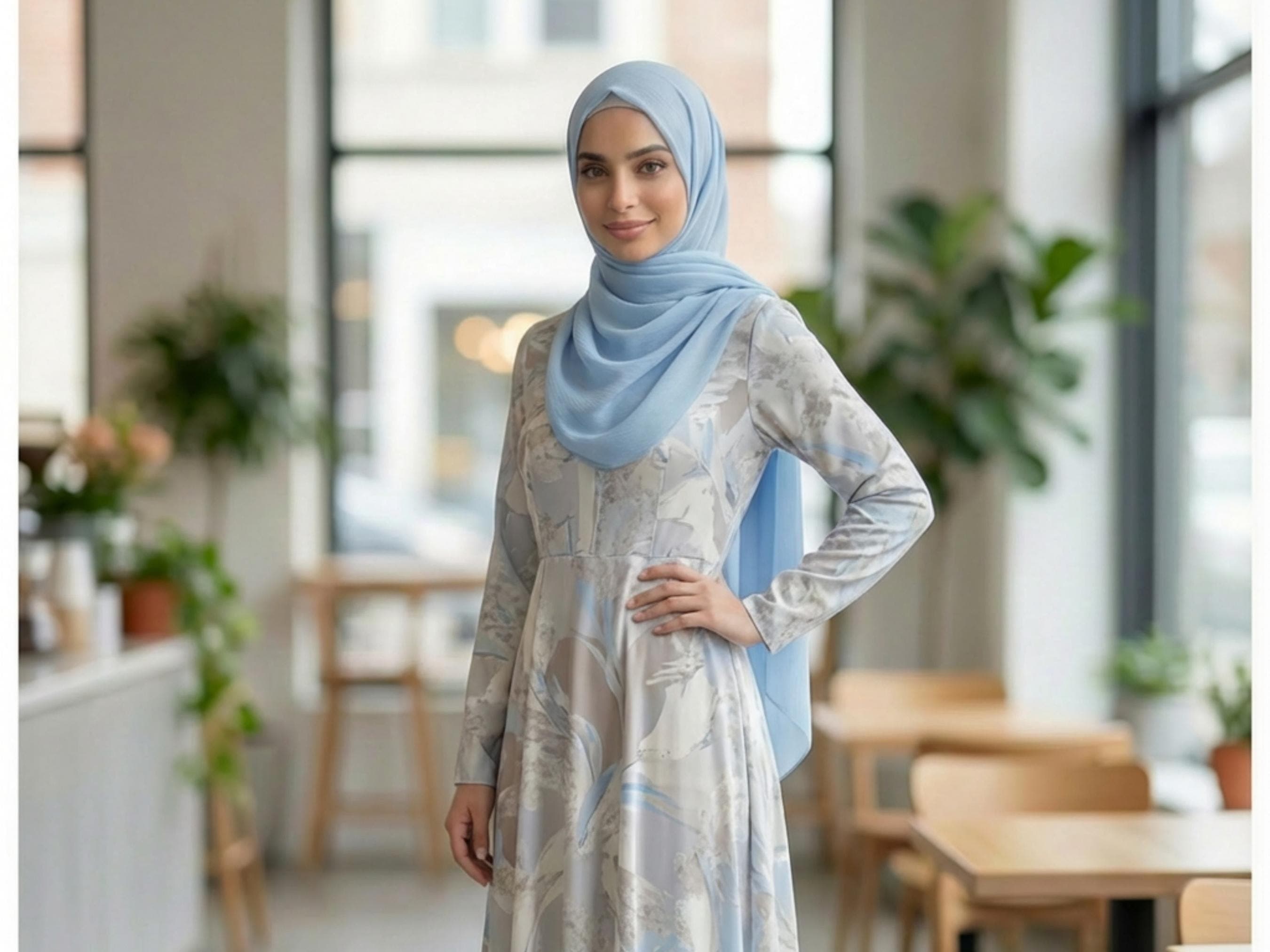 Crinkle Chiffon Hijab, Soft Blue, Everyday Wear - image 3