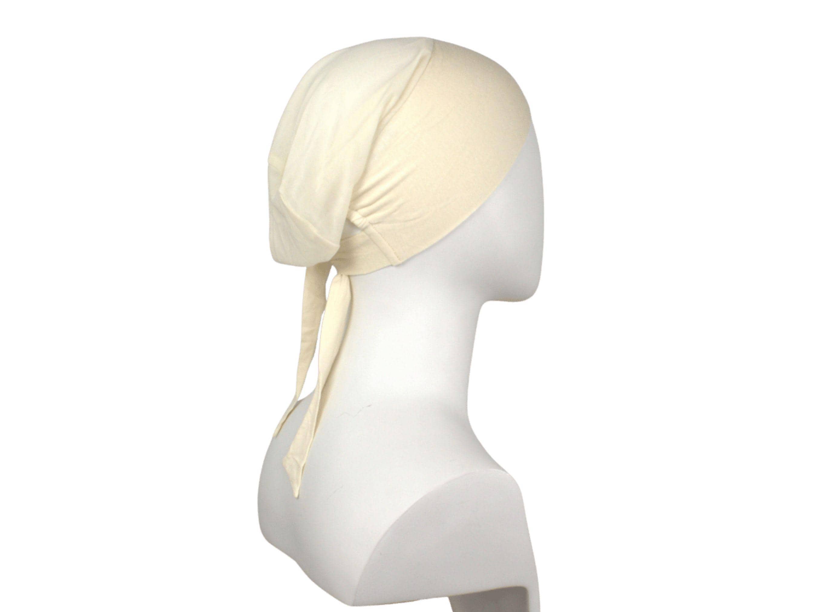 Ivory cream Tie-Back Mesh Hijab underCap, hijab mesh underscarf bonnet, non-slippery comfortable adjustable tie back caps for women girls