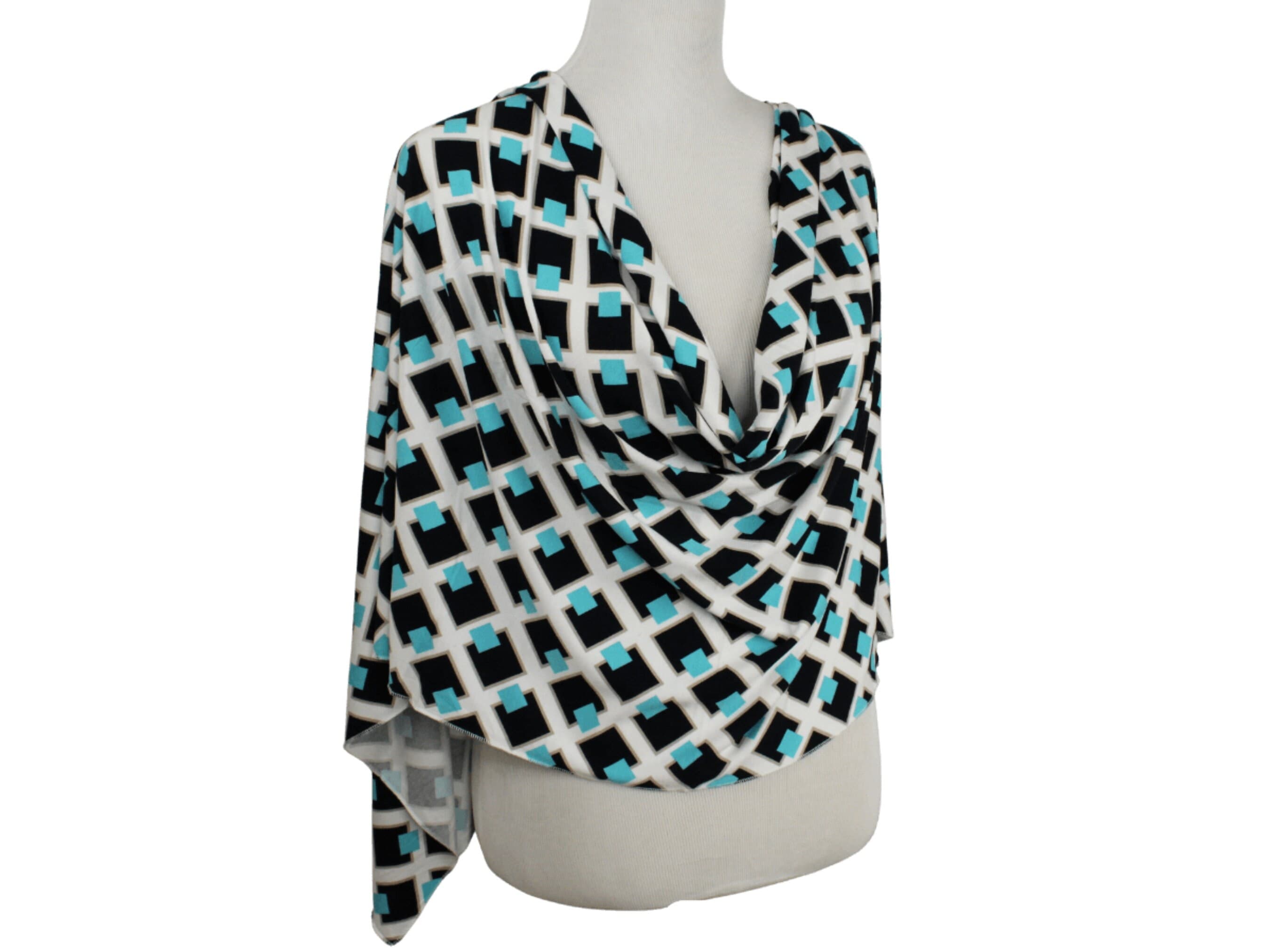 Cotton jersey hijab in blue and black. A unique print perfect for work and everyday.
