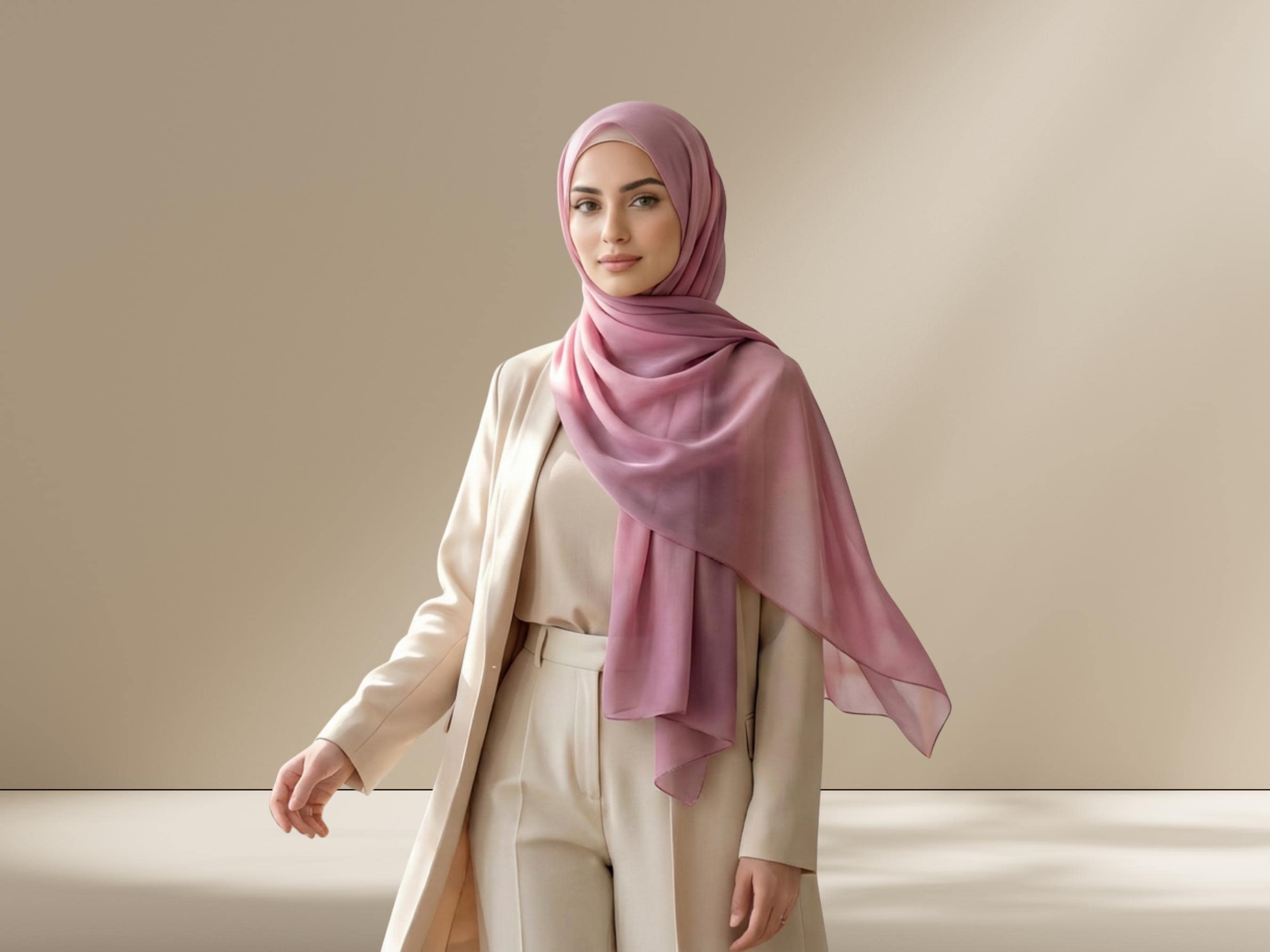Watercolor Bamboo Modal Hijab Scarf: Dusty Mauve, Lightweight & Breathable