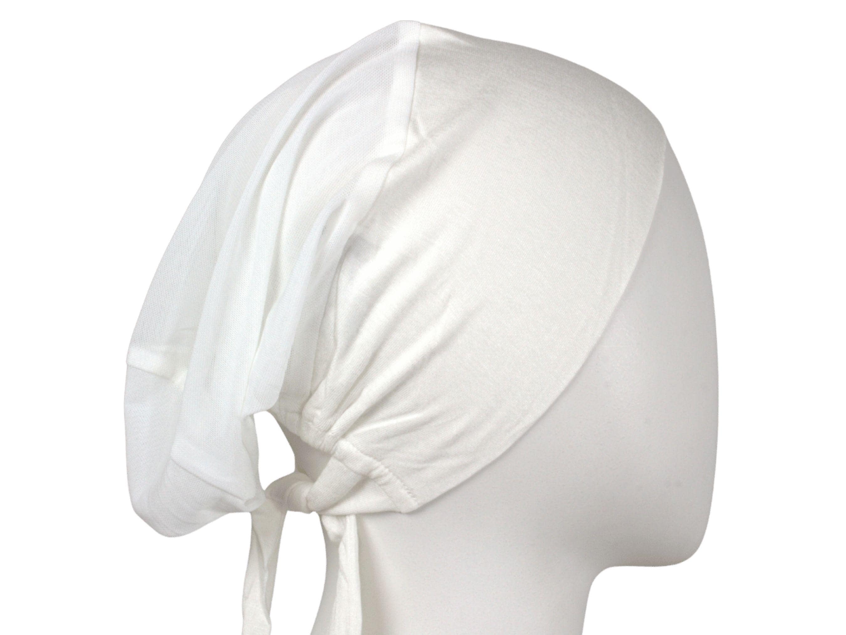 soft white tie back hijab underscarf ideal for everyday. White tie back mesh bonnet for women and girls | Lina Zibdeh