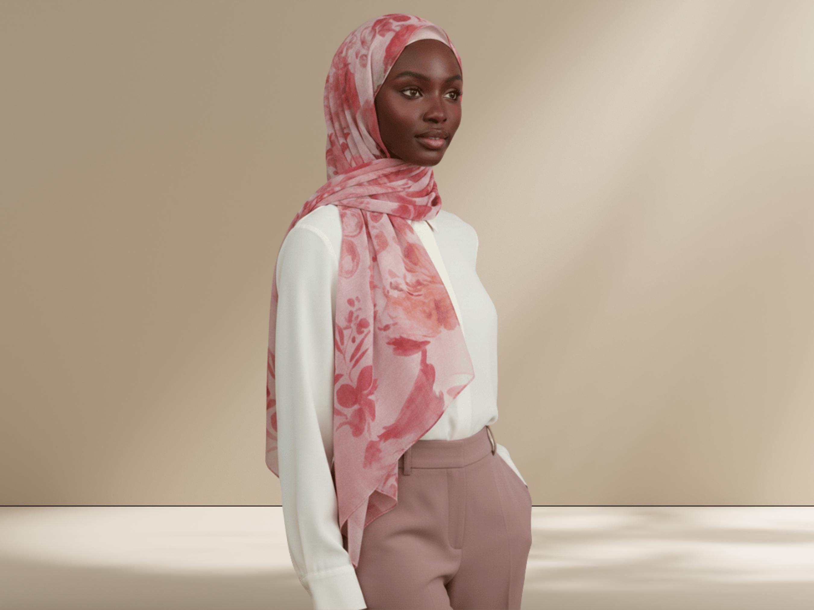 Watercolor Floral Bamboo Modal Hijab: Soft, Breathable, Lightweight Scarf - image 3