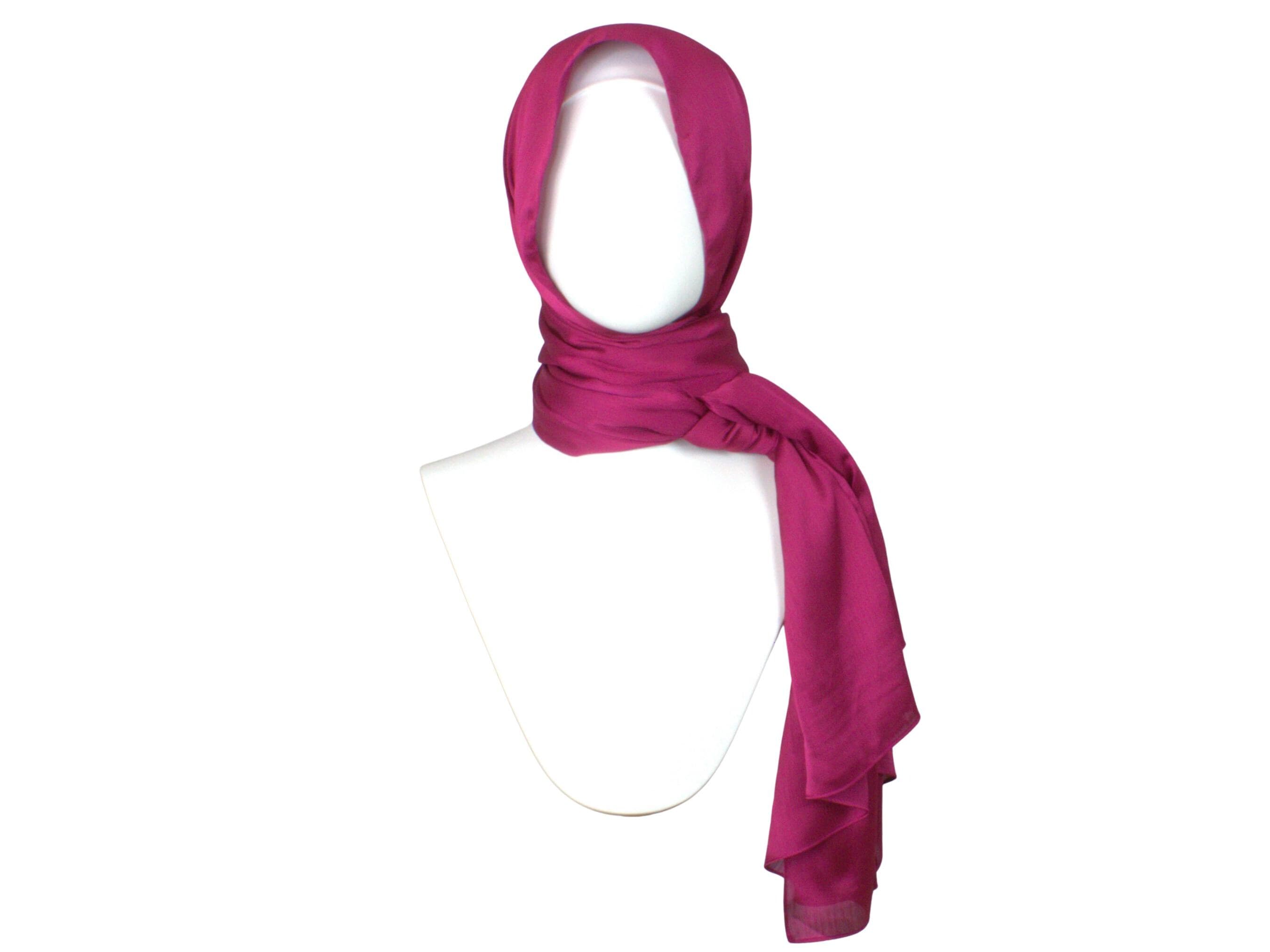 Magenta Satin Crinkle Hijab - Luxe Elegance Formal Scarf - image 3