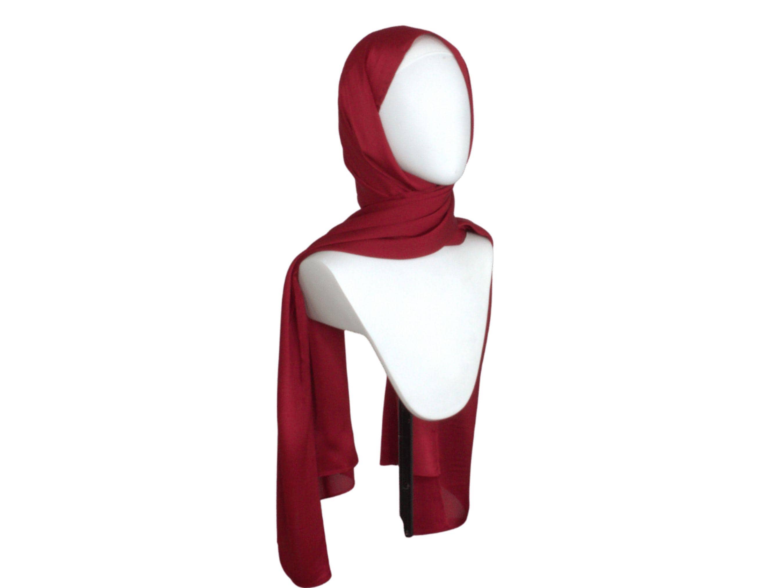 Red fancy hijab scarf for formal occasions | Lina Zibdeh