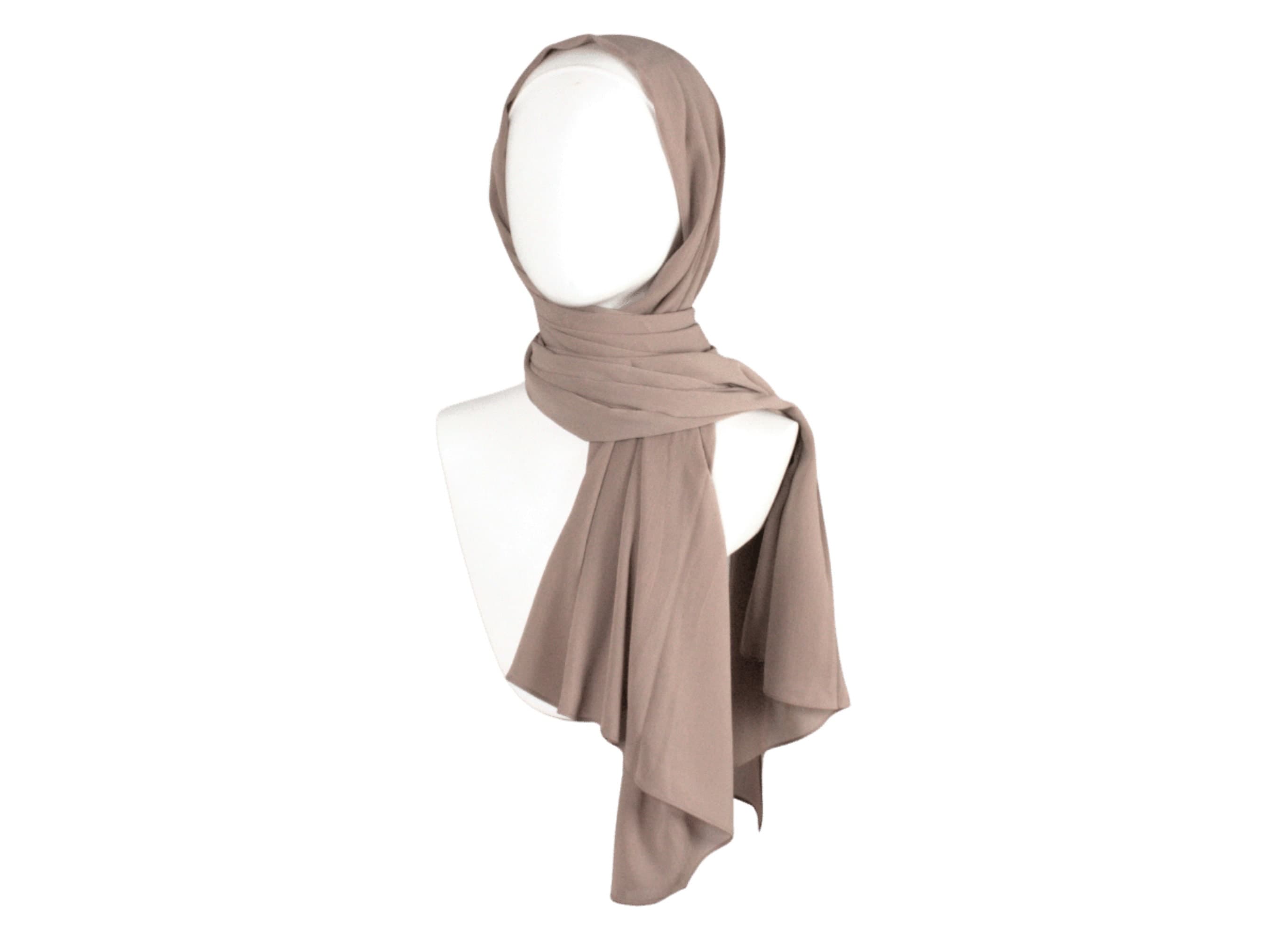Crinkle Chiffon Hijab, Light Brown, Soft Textured, Hemmed Edges - image 3