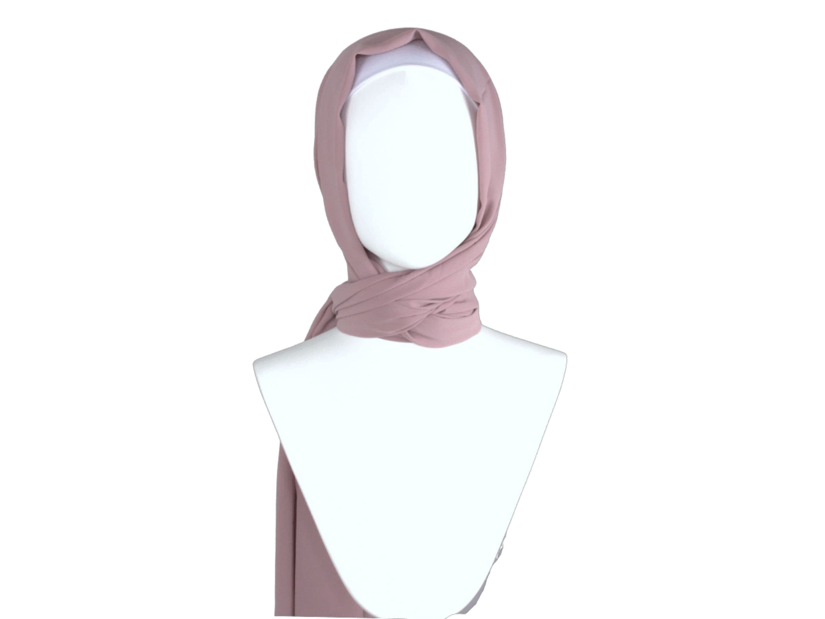 High-end muted Mauve chiffon hijab scarf | Maxi dusty mauve chiffon hijab | Lina Zibdeh